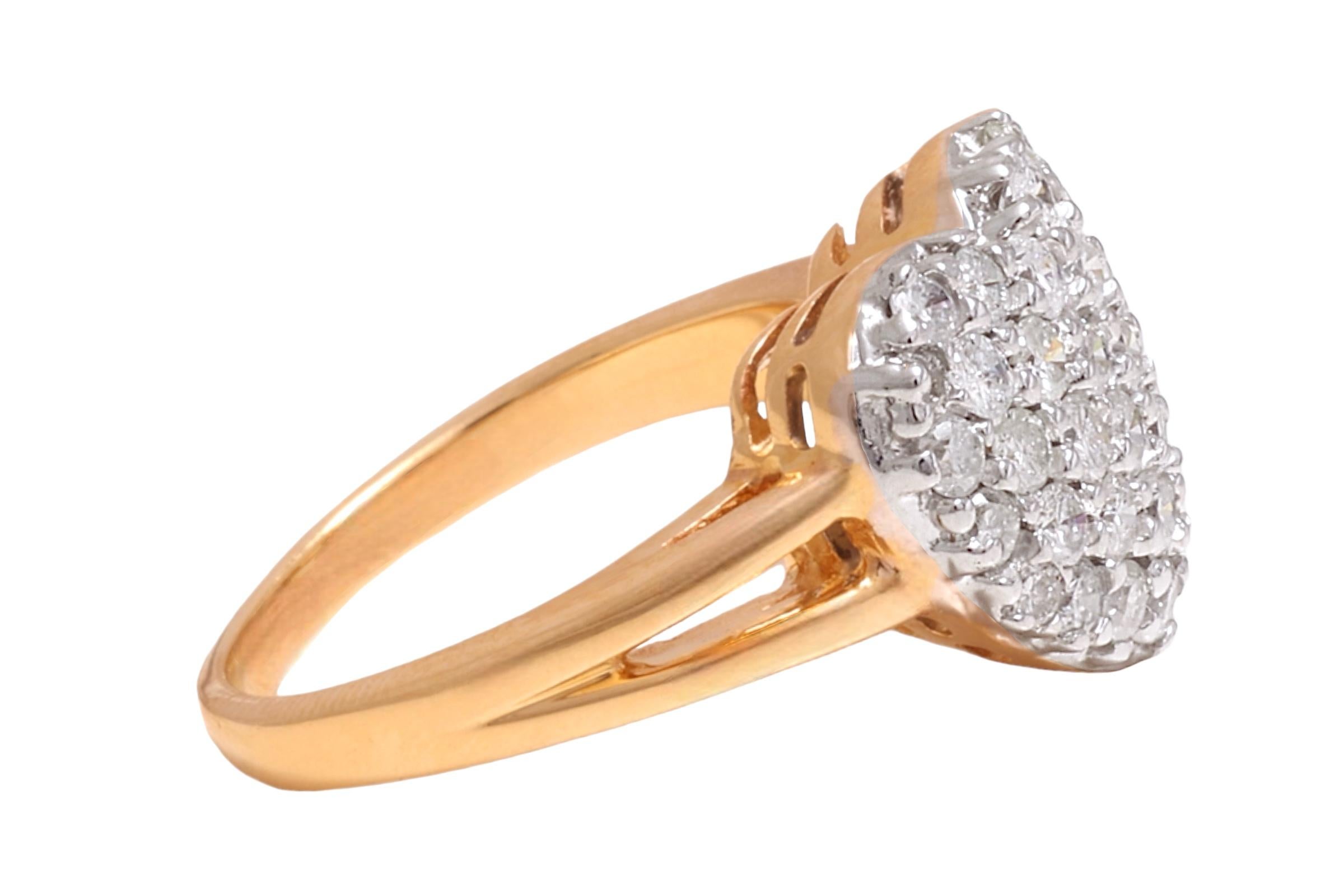14 kt. Ciondolo con anello e collana in oro giallo, a forma di cuore con 2 ct. Diamanti in vendita 2