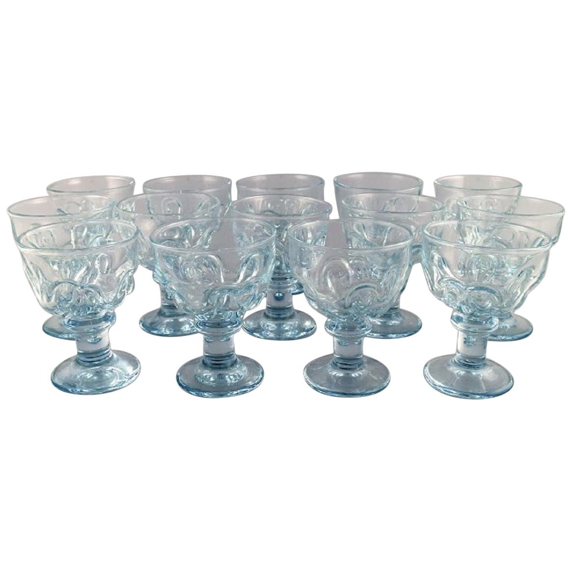 14 Large French Designer Glasses in Mouth Blown Art Glass, Mid-20th Century For Sale
