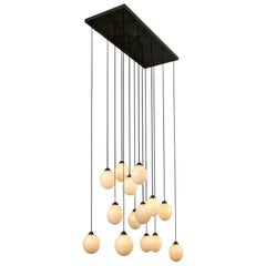 14 Light, Hand Blown Glass Egg Diffuser Chandelier, Belleville Chandelier