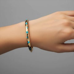 14 Linear Diamond 14K (or 18k upon request) Yellow Gold Bangle Bracelet