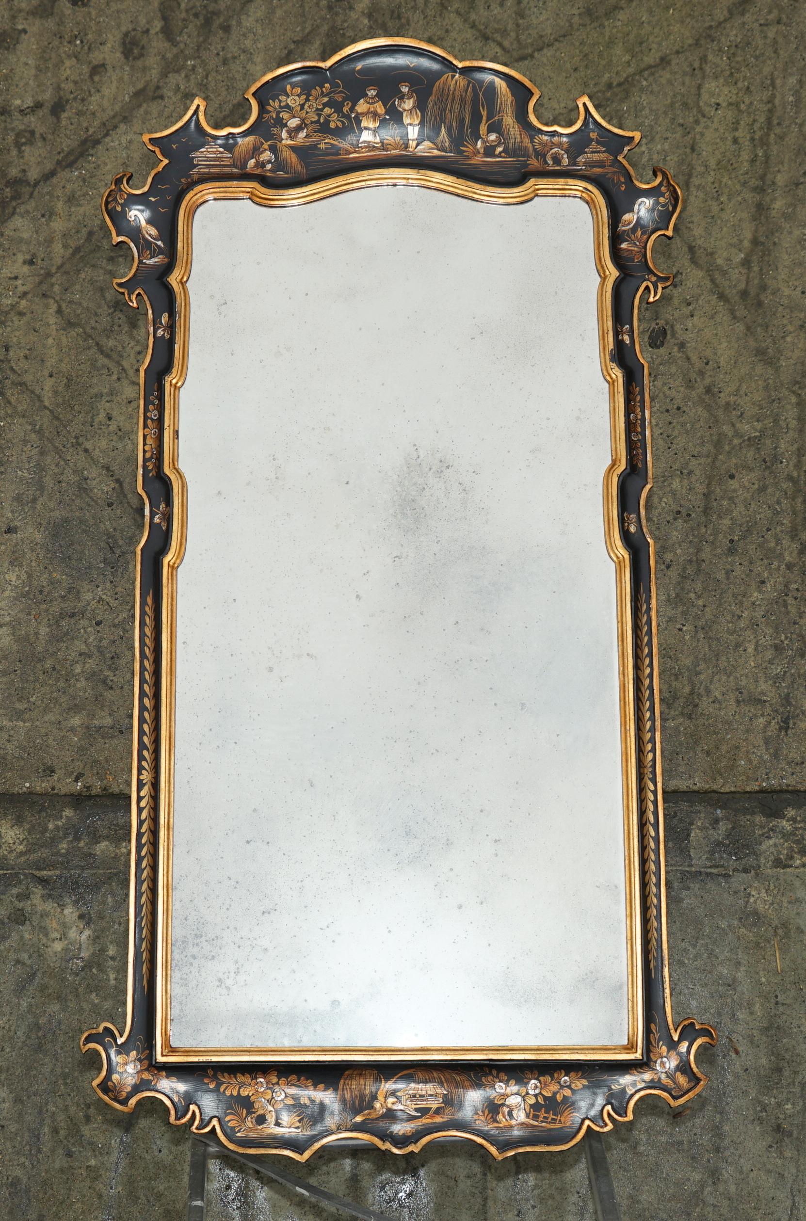 Royal House Antiques

Royal House Antiques is delighted to offer for sale this absolutely sublime, circa 1960's large Chinese Chinoiserie wall mirror with original foxed glass plate and period painted finish, stamped to the rear Made in