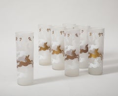 14 Mid Century Frosted Cocktail Glasses