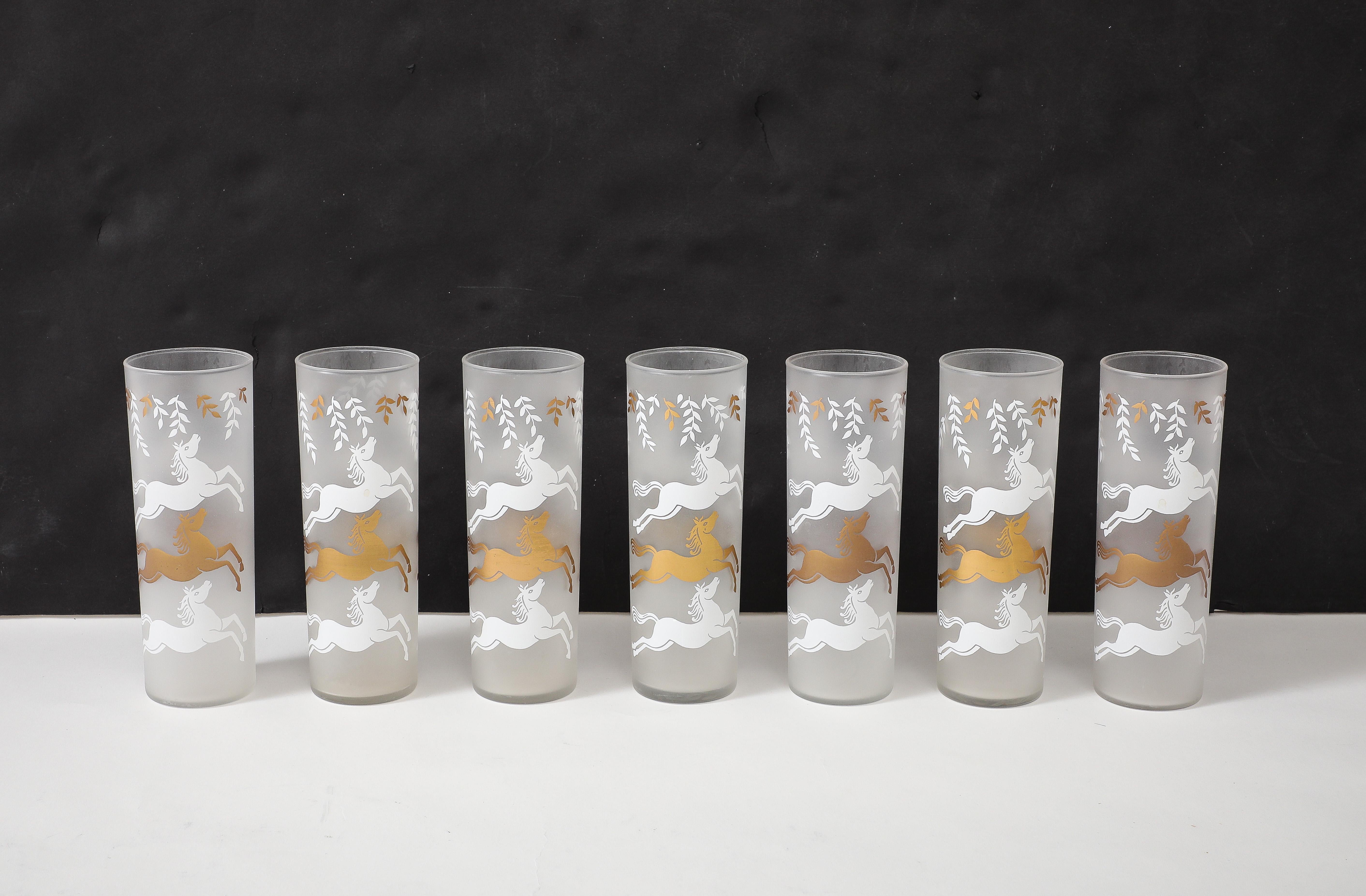 14 Copas de cóctel esmeriladas de mediados de siglo Estadounidense en venta