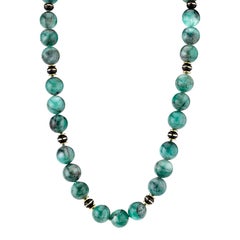 Emerald Beaded Necklace with 22 Karat and 18 Karat Spacers and Clasp