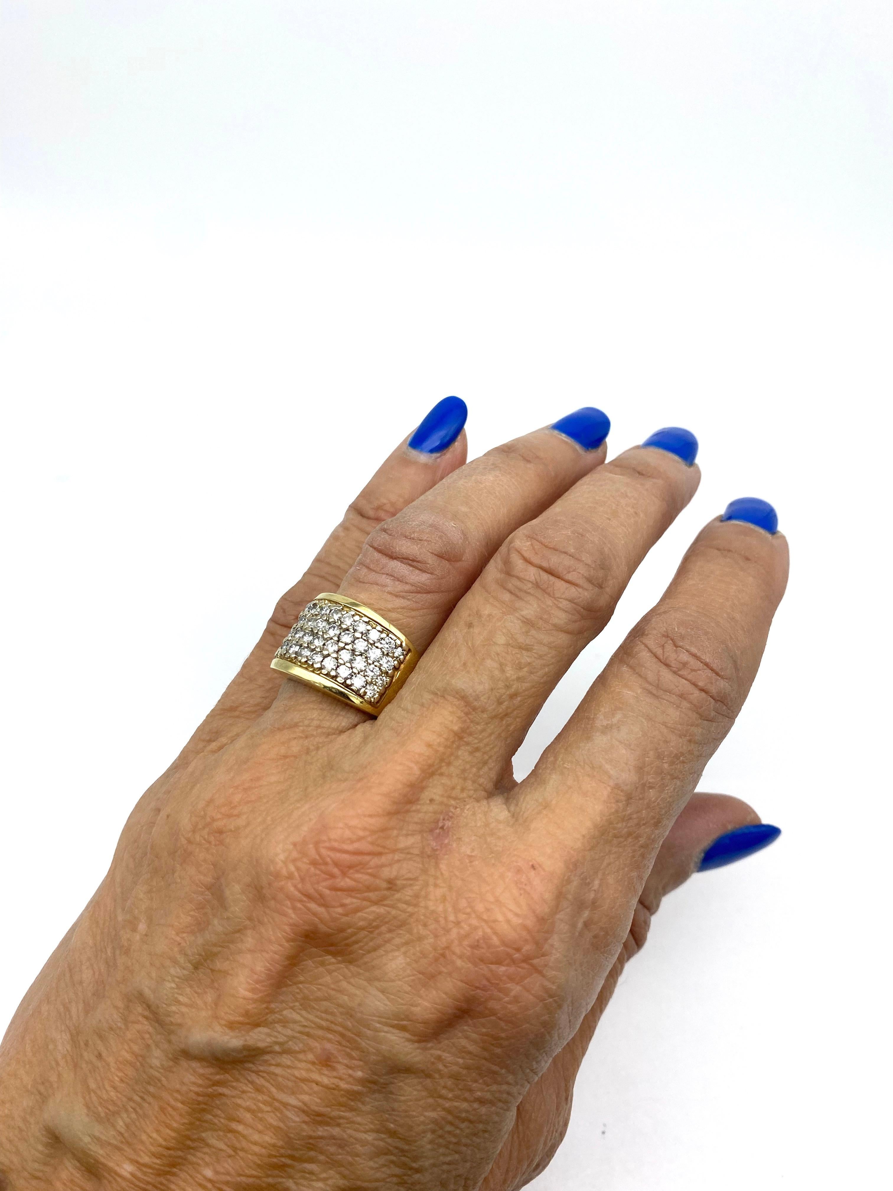 Women's or Men's 2.10 Carat Diamond Cigar Band Ring, 18 Karat Yellow Gold