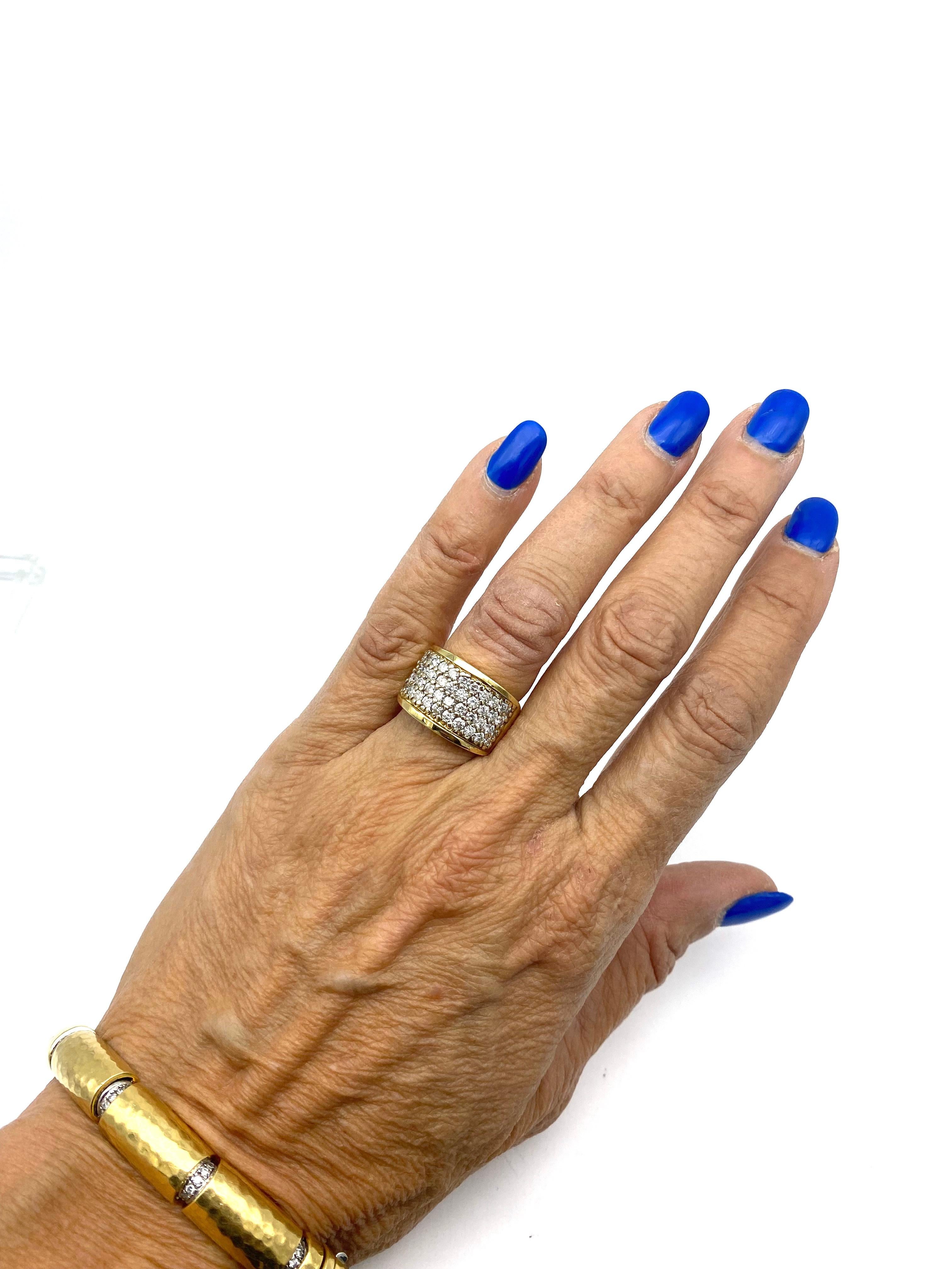 2.10 Carat Diamond Cigar Band Ring, 18 Karat Yellow Gold 1
