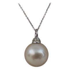 South Sea Pearl Pendant Necklace, Sapphires, Gold