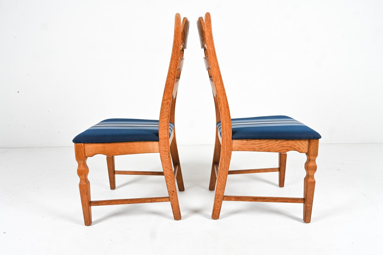 (14) Oak 'Razorback' Dining Side Chairs By Henning Kjaernulf, Denmark 1970's For Sale 8