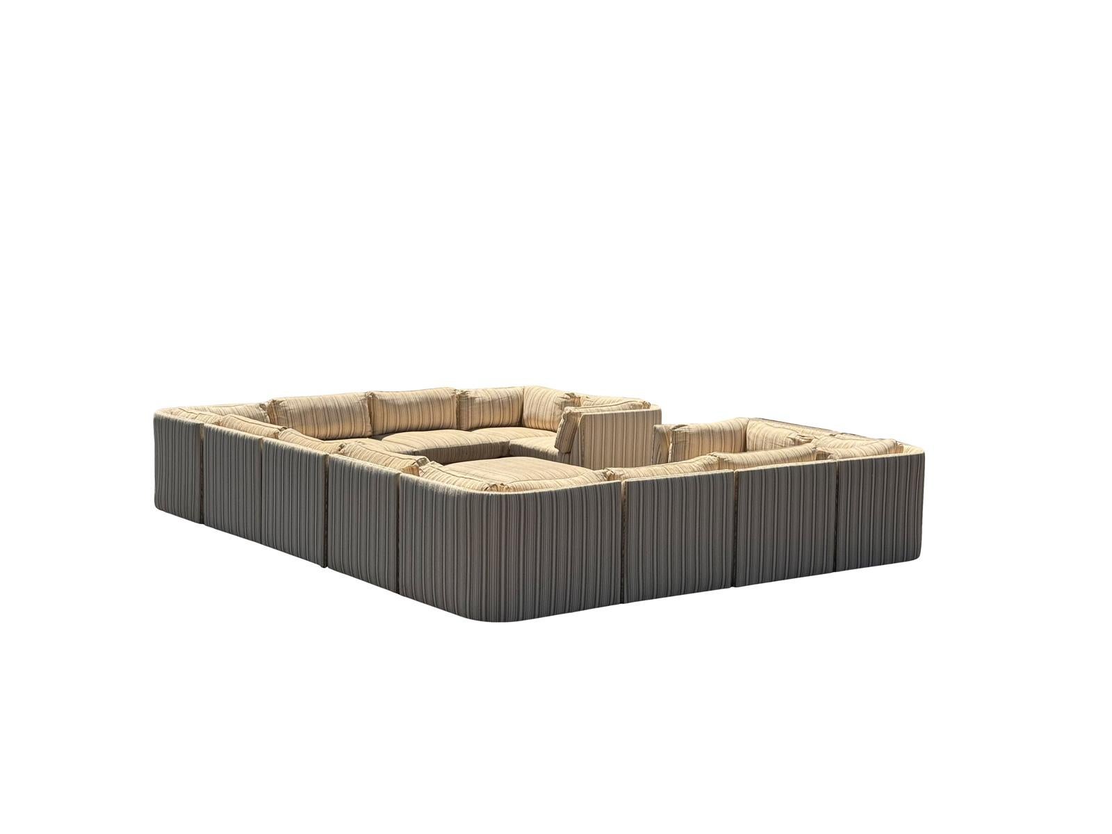 Truly amazing modular sofa you will not find another one like it circa 1980s can be arranged in numerous settings. Feel free to reach out with any questions. corner pieces are 32 inches.