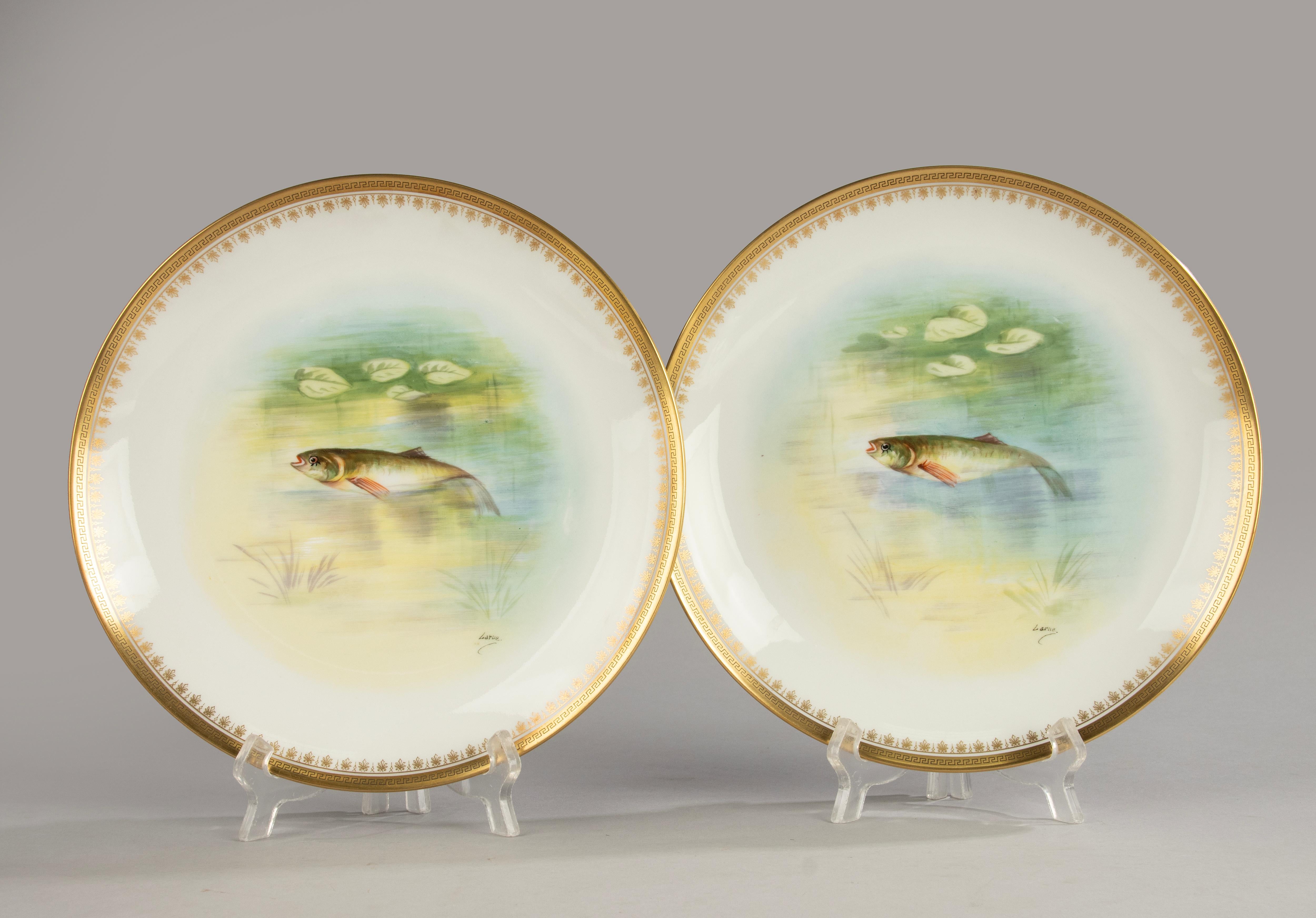 Francese Servizio di pesce da 14 pezzi - Porcellana di Bernardaud Limoges - Anni '20 in vendita