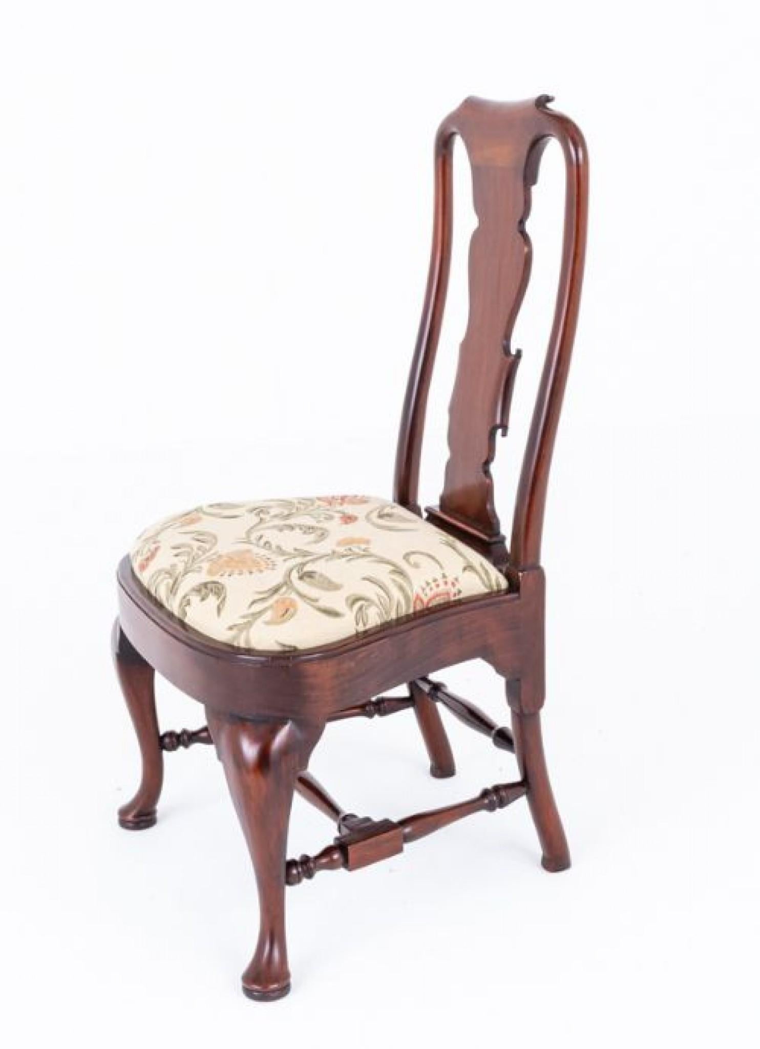 14 Queen Anne Dining Chairs Mahogany Set For Sale 6