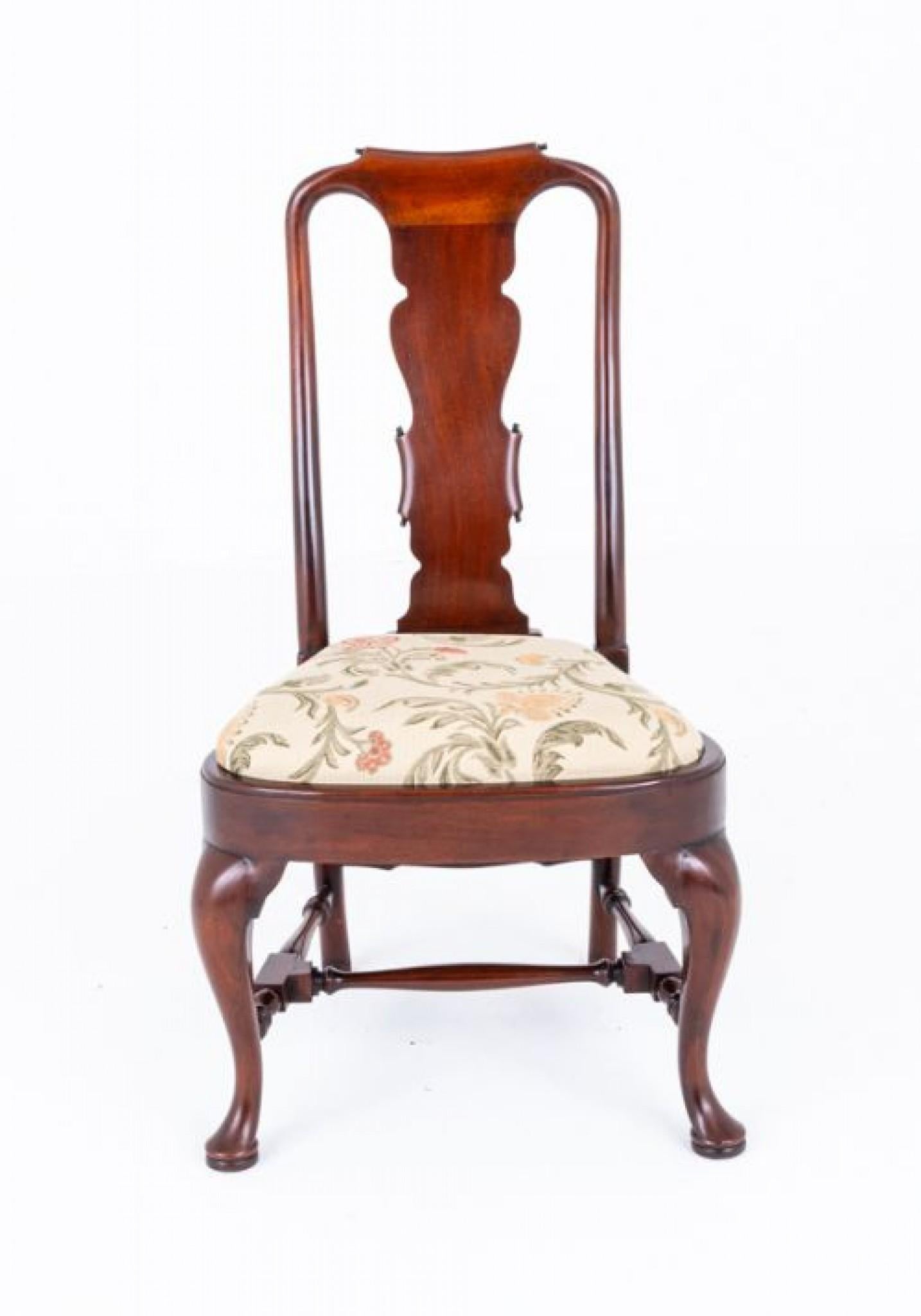 14 Queen Anne Dining Chairs Mahogany Set For Sale 1