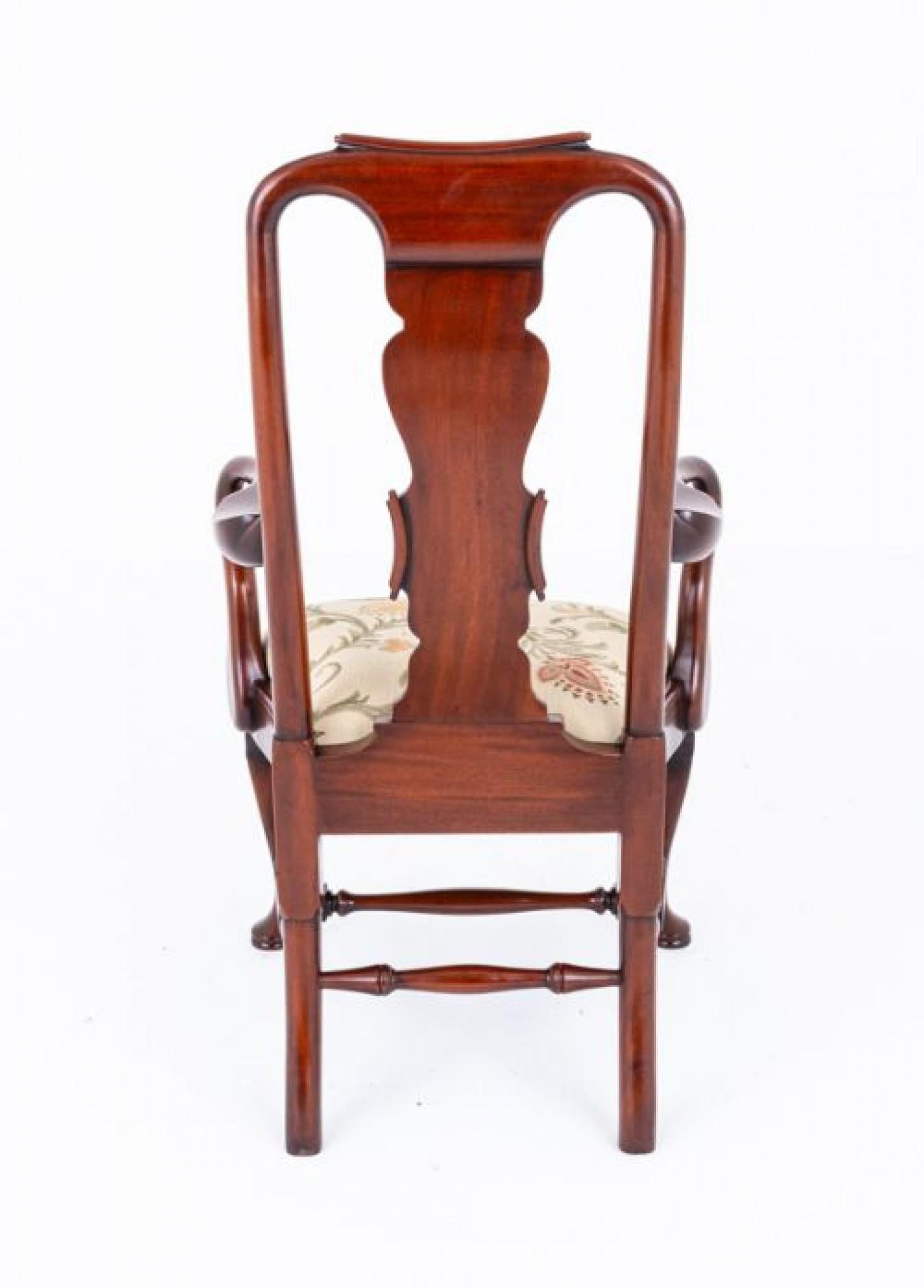 14 Queen Anne Dining Chairs Mahogany Set For Sale 3