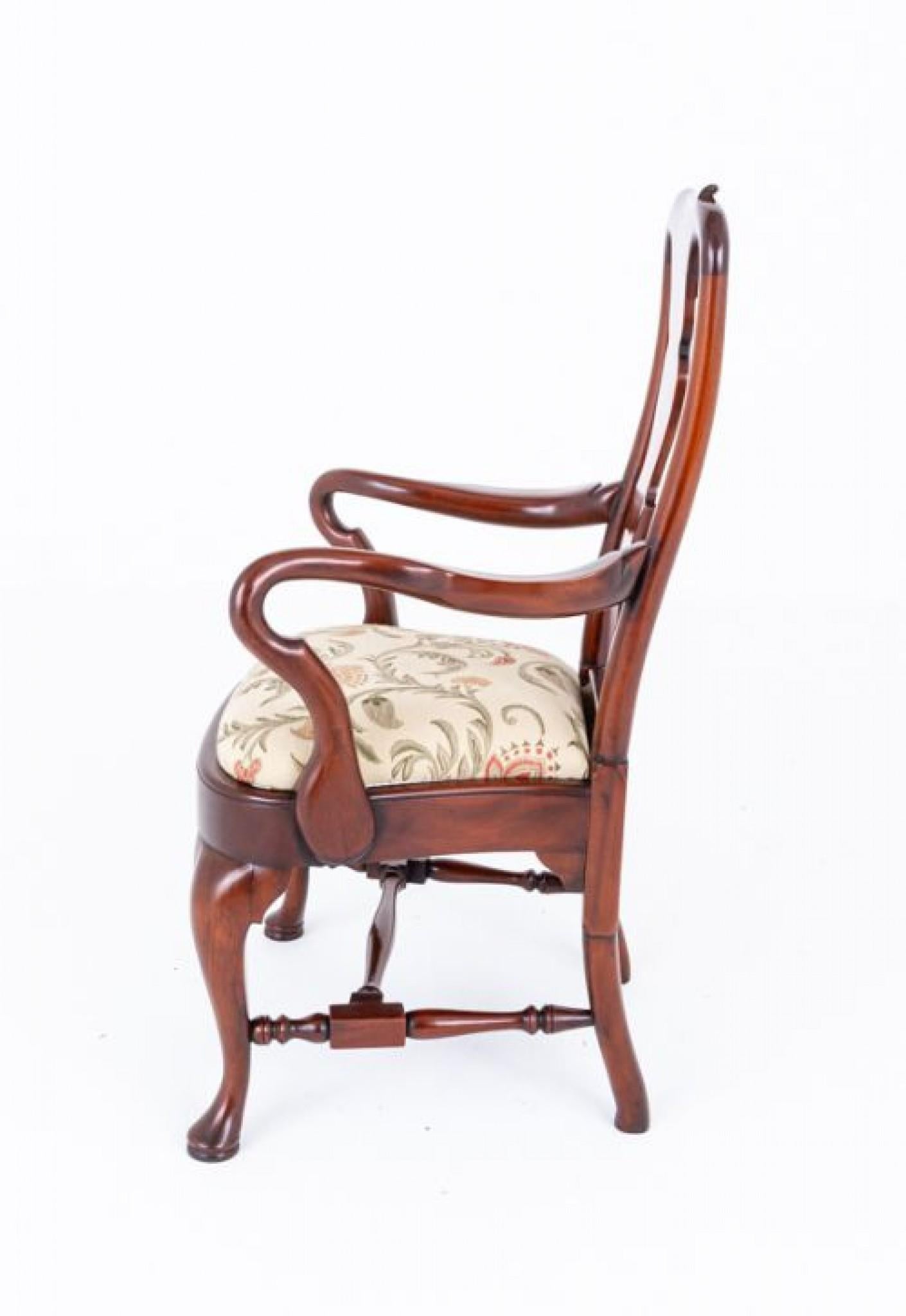 14 Queen Anne Dining Chairs Mahogany Set For Sale 4