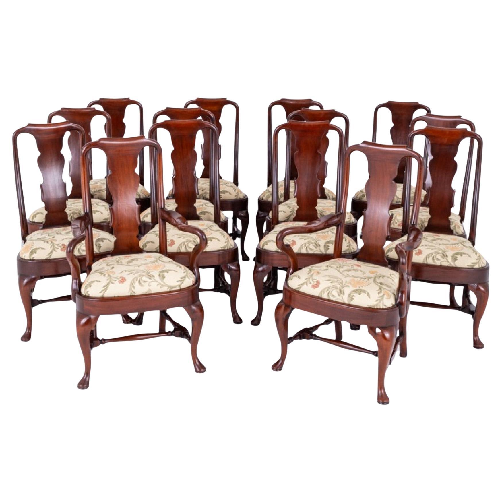 14 Queen Anne Dining Chairs Mahogany Set