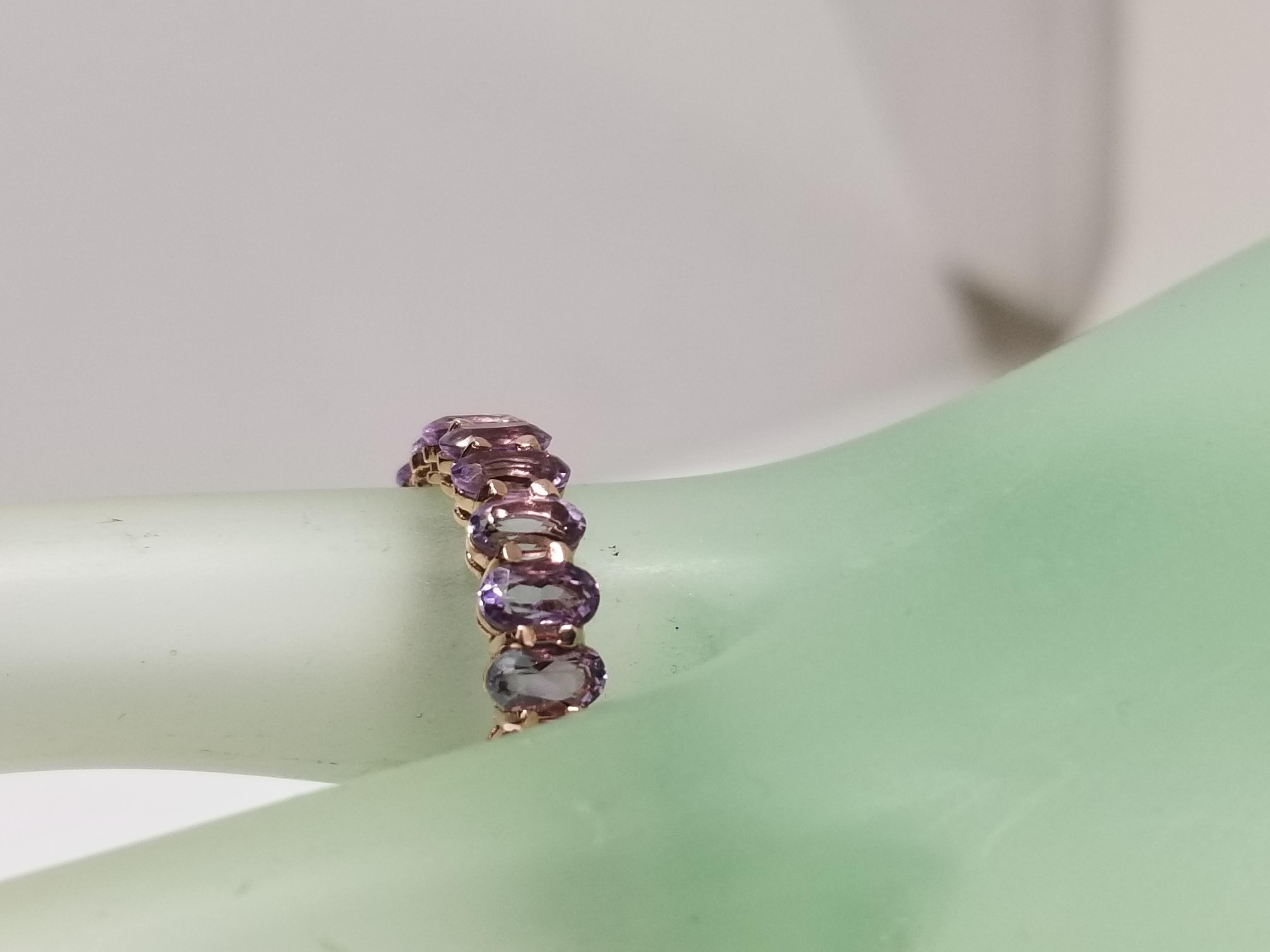 14 Rose Gold Amethyst Oval Cut Eternity Ring In New Condition For Sale In Los Angeles, CA
