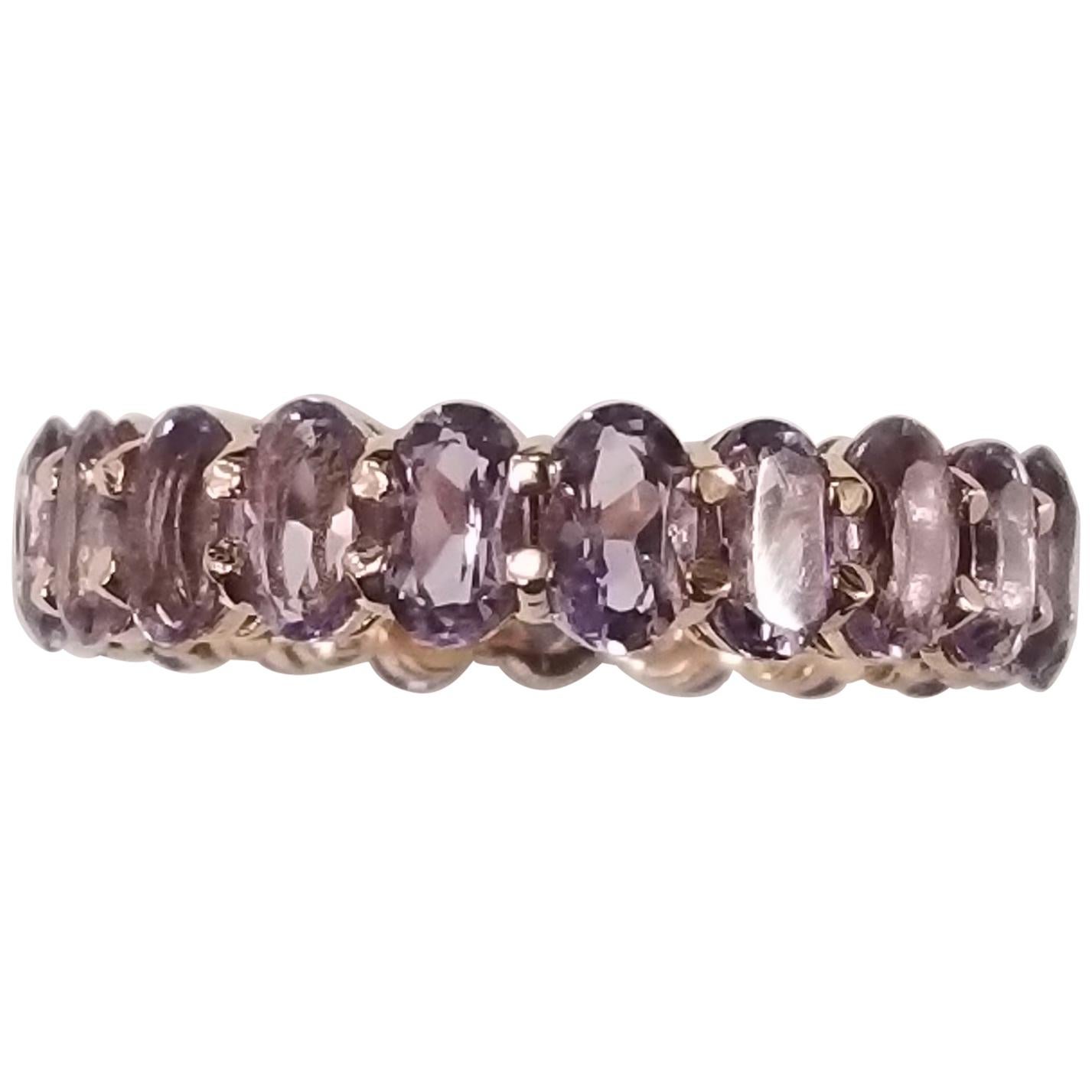 14 Rose Gold Amethyst Oval Cut Eternity Ring For Sale