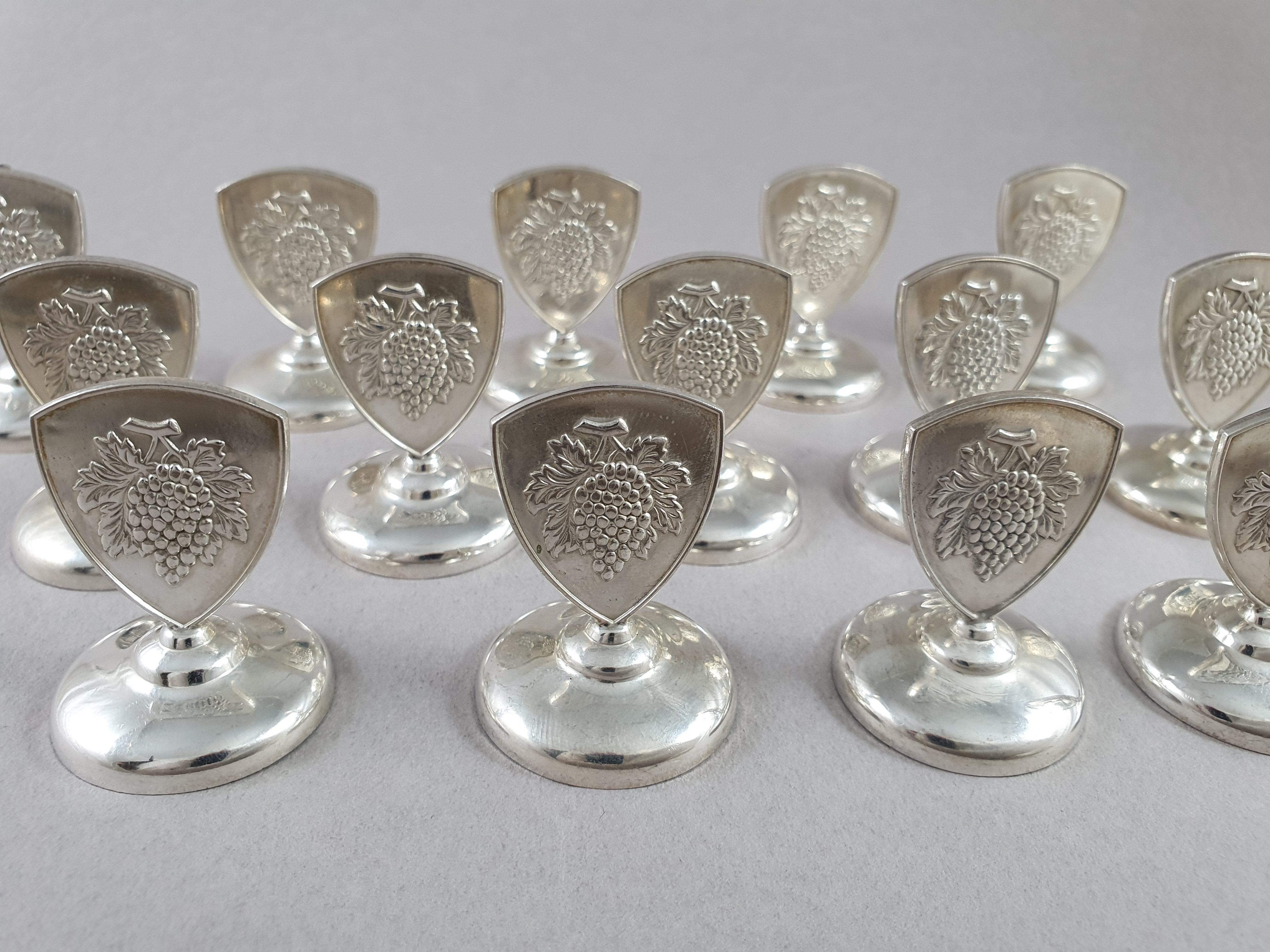 Late 20th Century 14 Solid Silver Place Card Holders