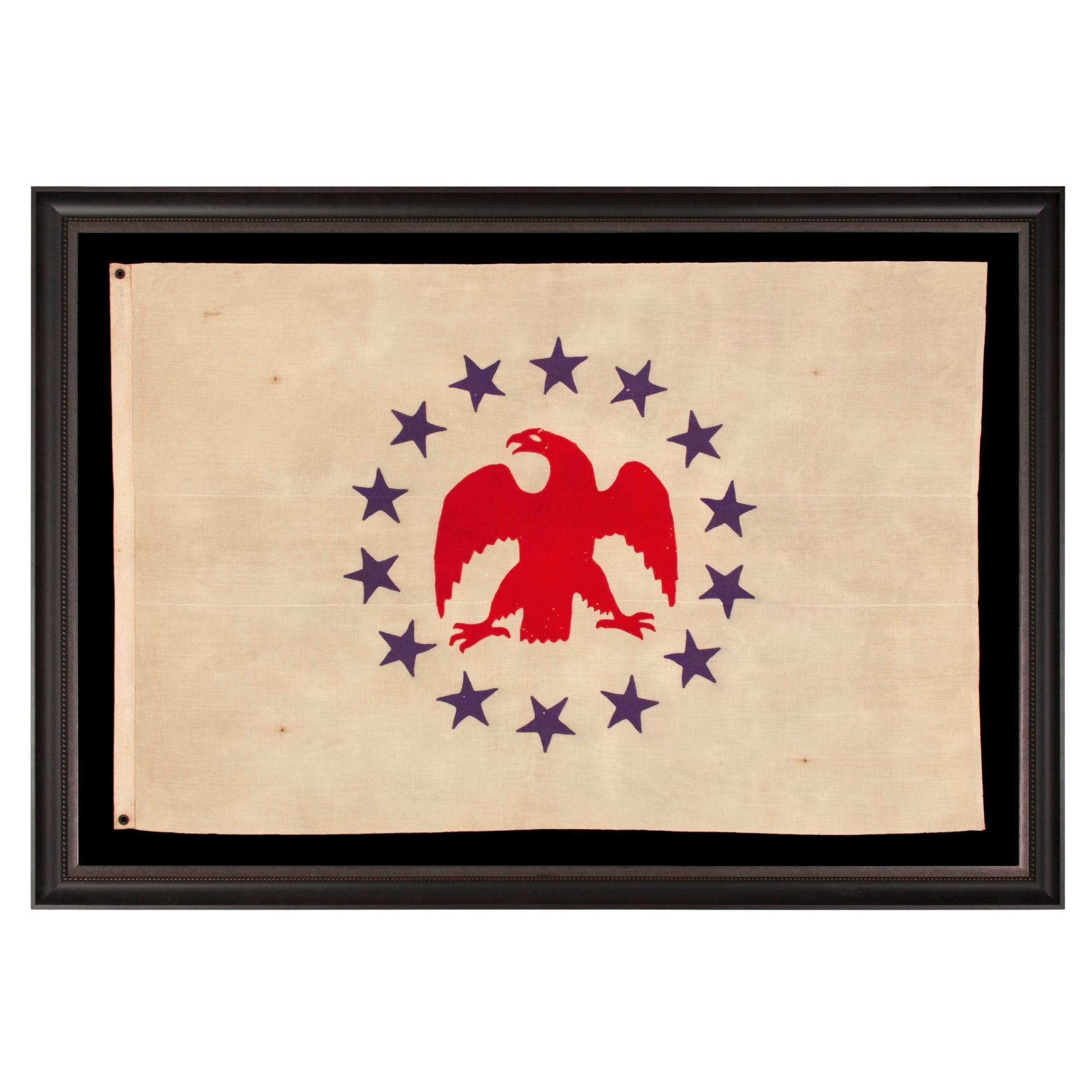 14 Star, Hand-Sewn Flag with Appliqued Eagle, Made by Sarah McFadden, ca 1852-73