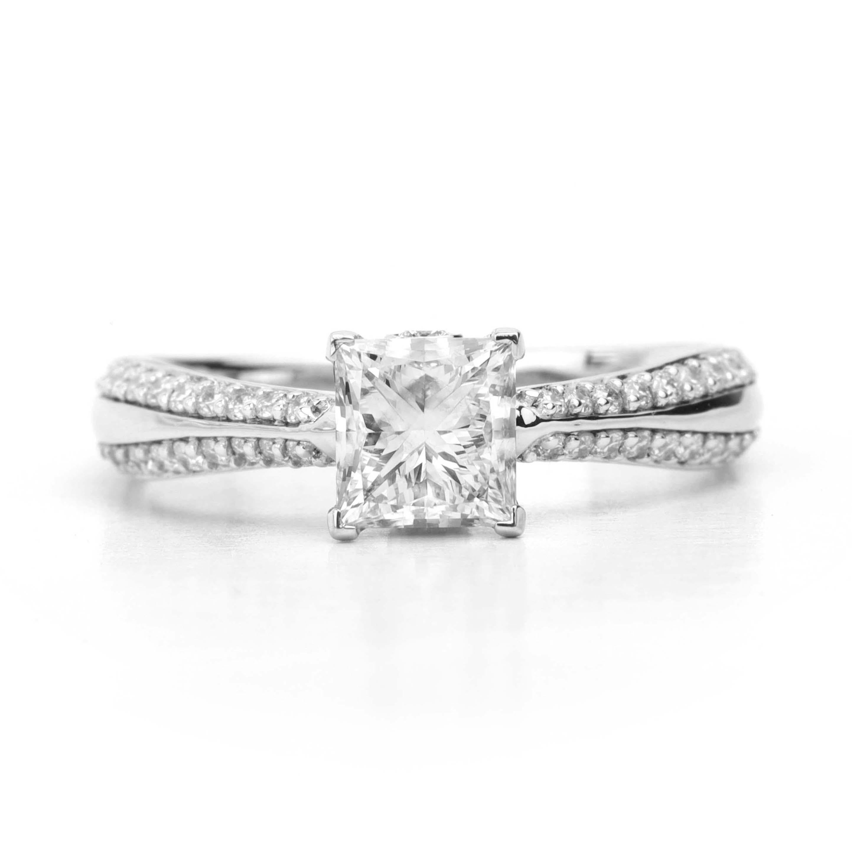 GIA Report Certified 1.4 TCW G VS Princess Cut Diamond Solitaire Engagement Ring For Sale 1