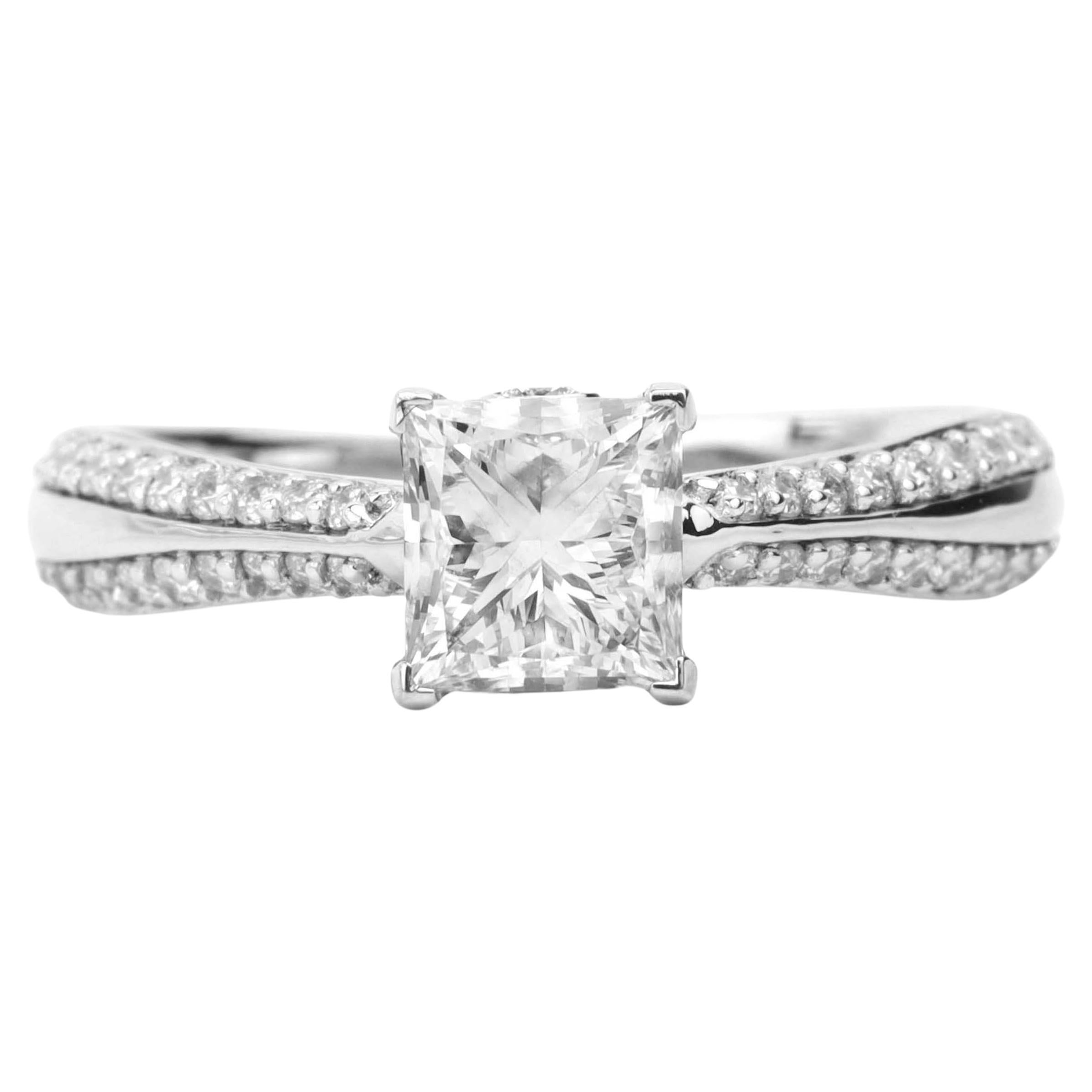GIA Report Certified 1.4 TCW G VS Princess Cut Diamond Solitaire Engagement Ring For Sale