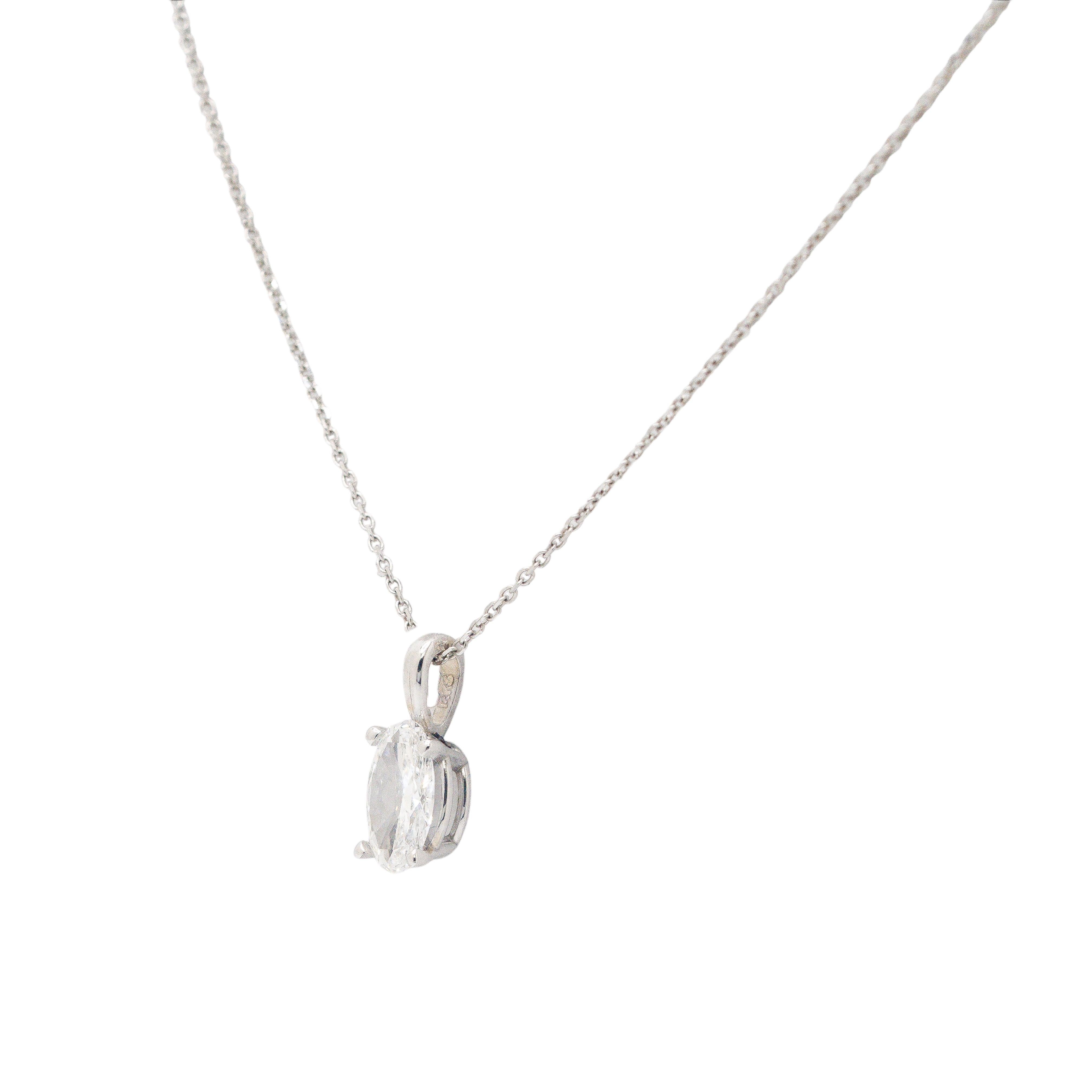 Modern 14 White Gold GIA Certified Flawless Diamond Pendant Necklace For Sale
