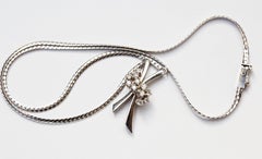 Collar Gourmet Link de oro blanco 14 con colgante engastado con diamantes talla brillante
