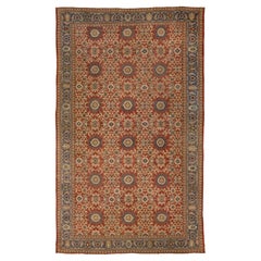 14 x 22 Antique Persian Sultanabad Rug in Red Wool Featuring an Allover Design