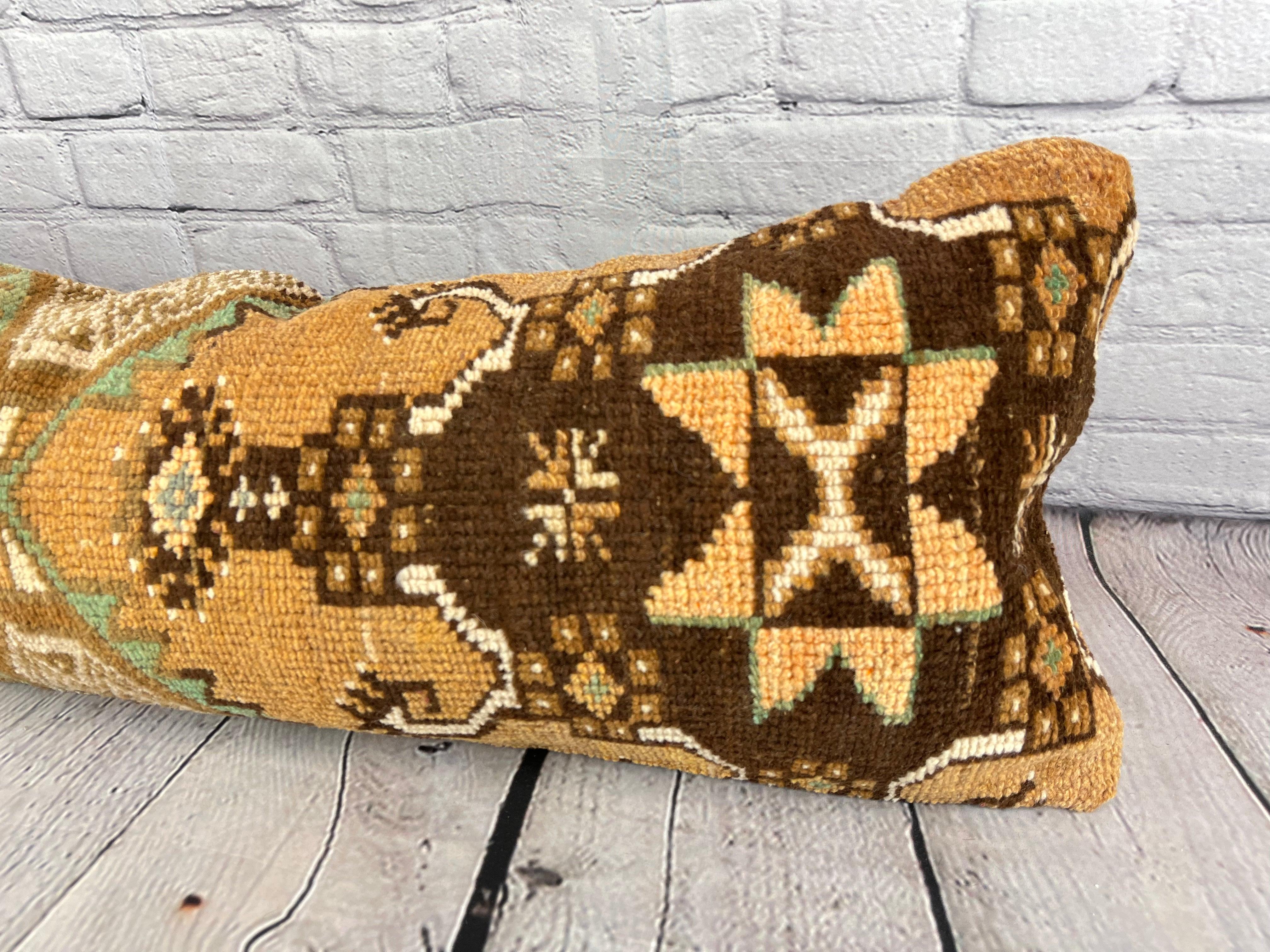 Turc 14 x 35 Lumbar Kilim Rug Dream Oasis Turkish Pillow Cushion Cover #7831 en vente