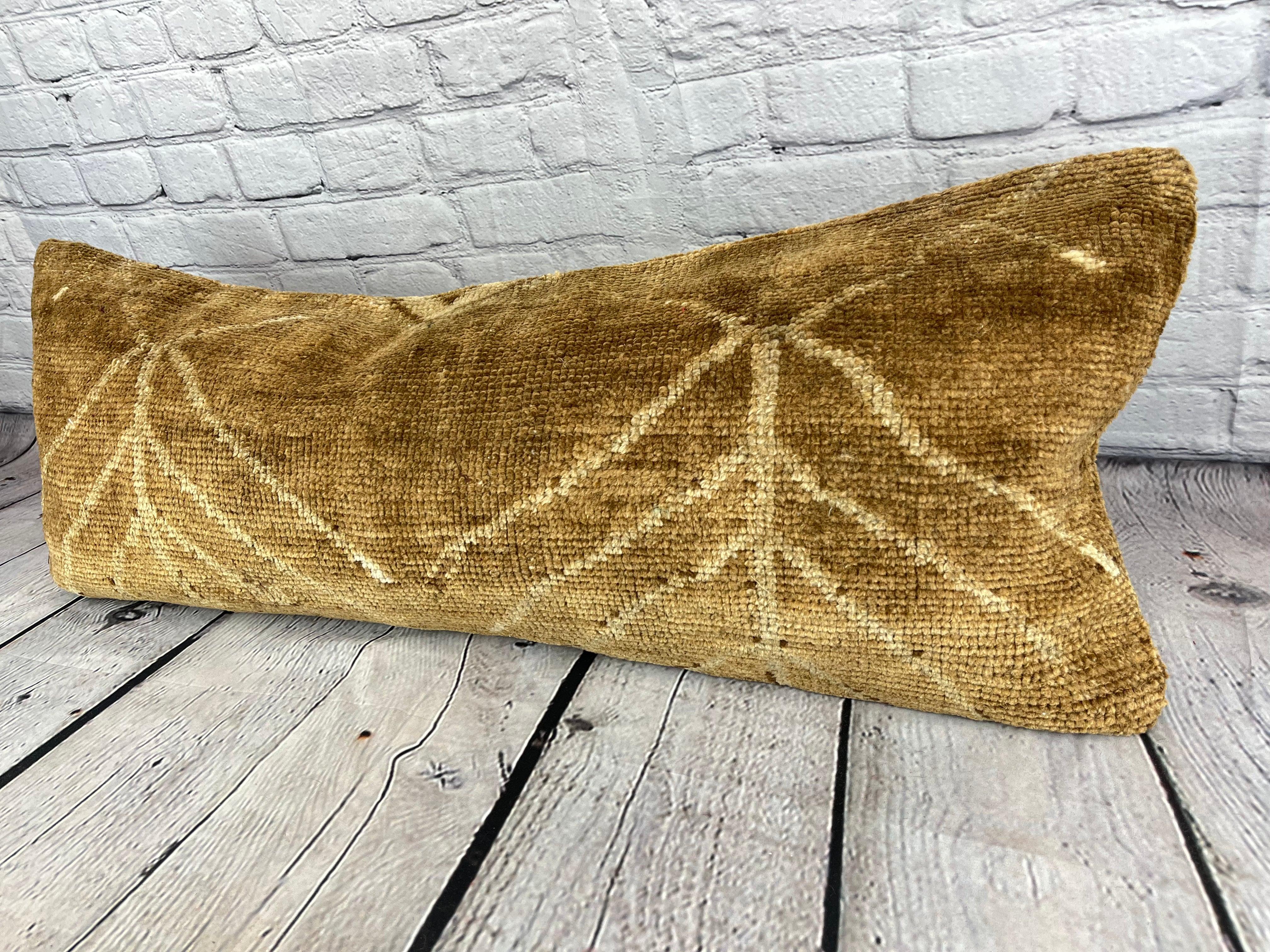 14 x 35 Lumbar Rug Pillow Elegance Refuge Turkish Pillow Cushion Cover #7810 Enhance your home decor with our Lumbar Rug Pillow Turkish Rug Cushion. This exquisite pillow cover, meticulously handwoven, brings a touch of elegance and cultural