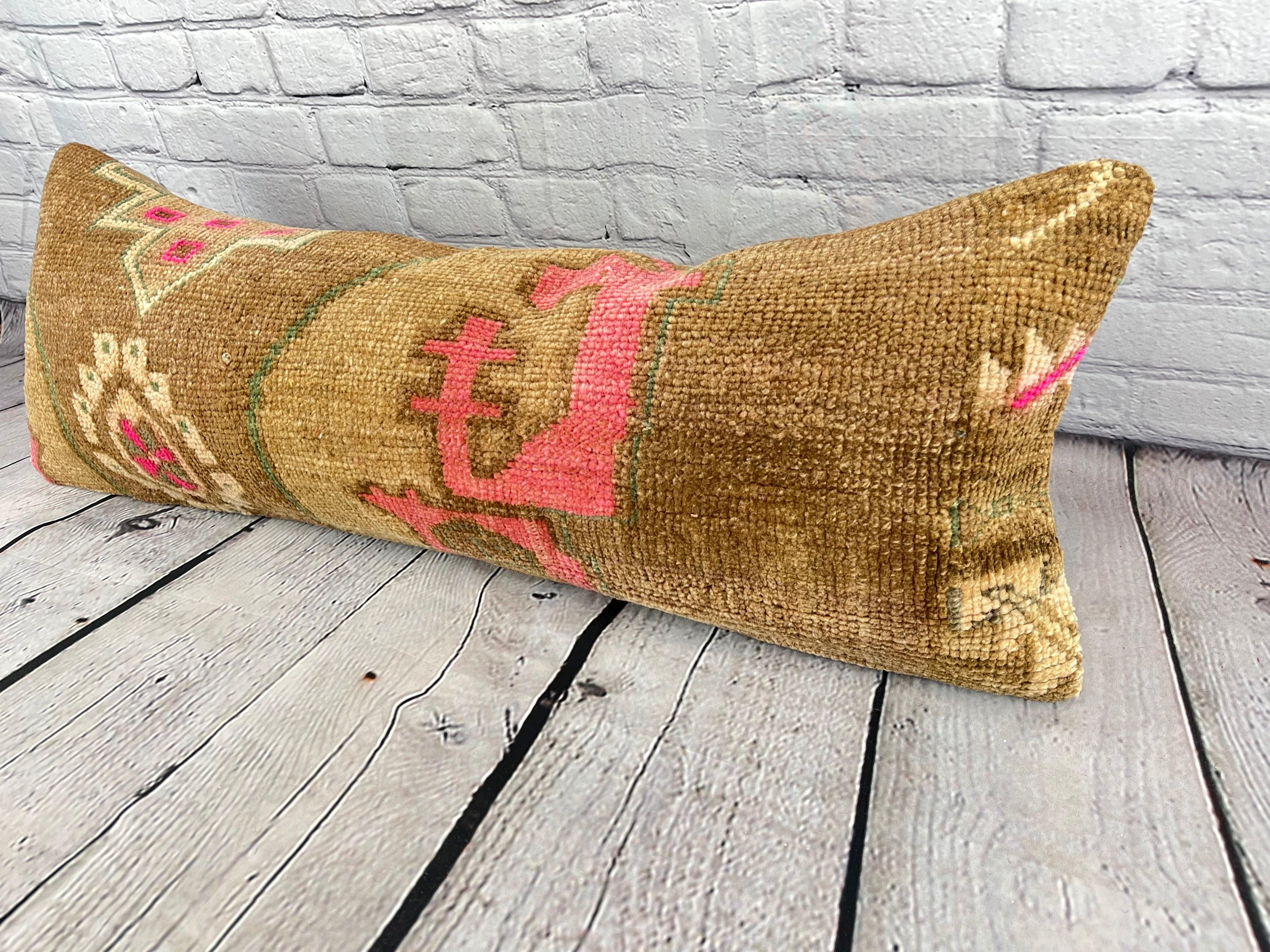 14 x 35 Lumbar Rug Pillow Ottoman Serene Turkish Pillow Cushion Cover #7800 Enhance your home decor with our Lumbar Rug Pillow Turkish Rug Cushion. This exquisite pillow cover, meticulously handwoven, brings a touch of elegance and cultural heritage