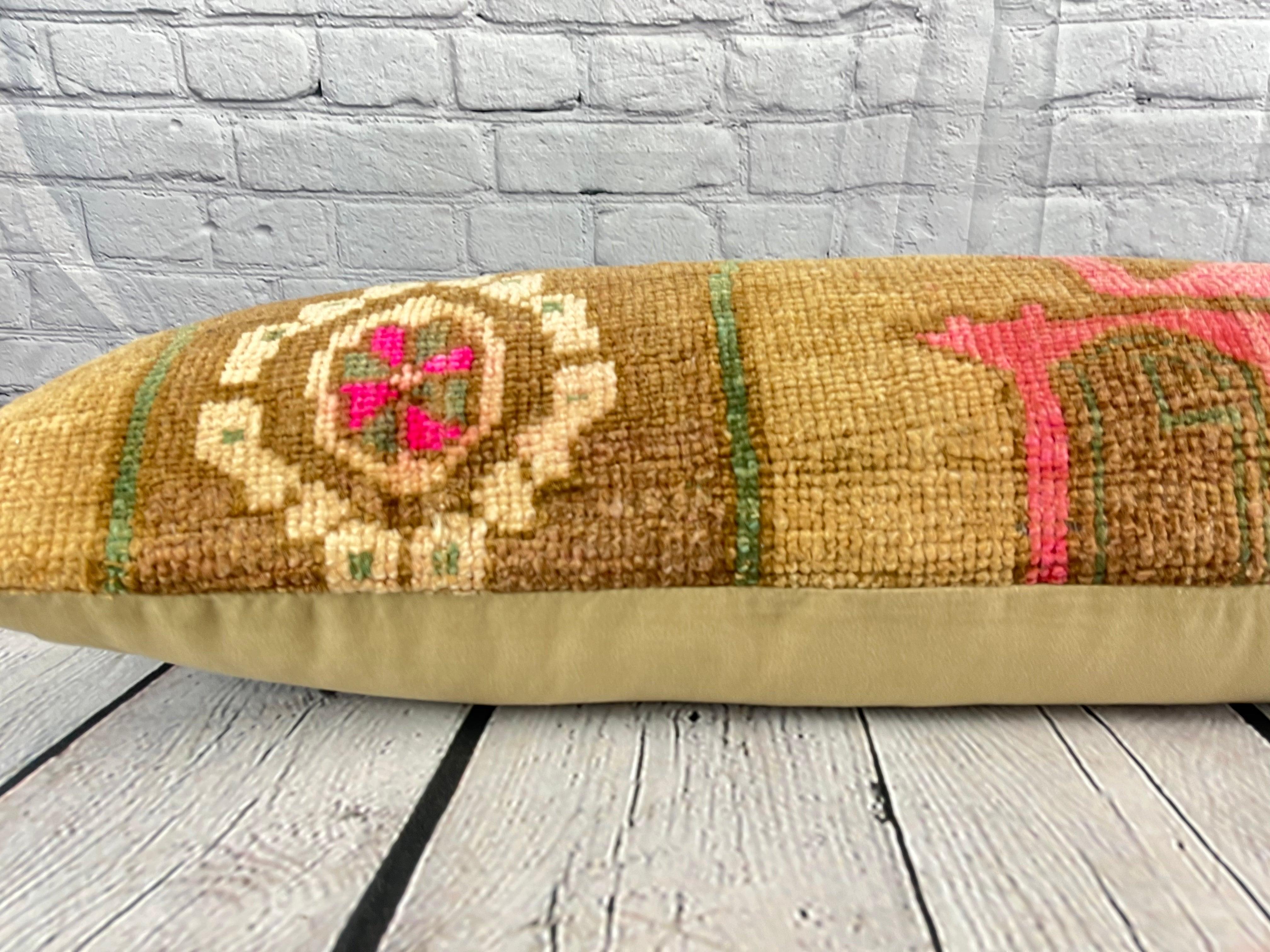 14 x 35 Lumbar Rug Pillow Ottoman Serene Turkish Pillow Cushion Cover #7800 In New Condition For Sale In Houston, TX
