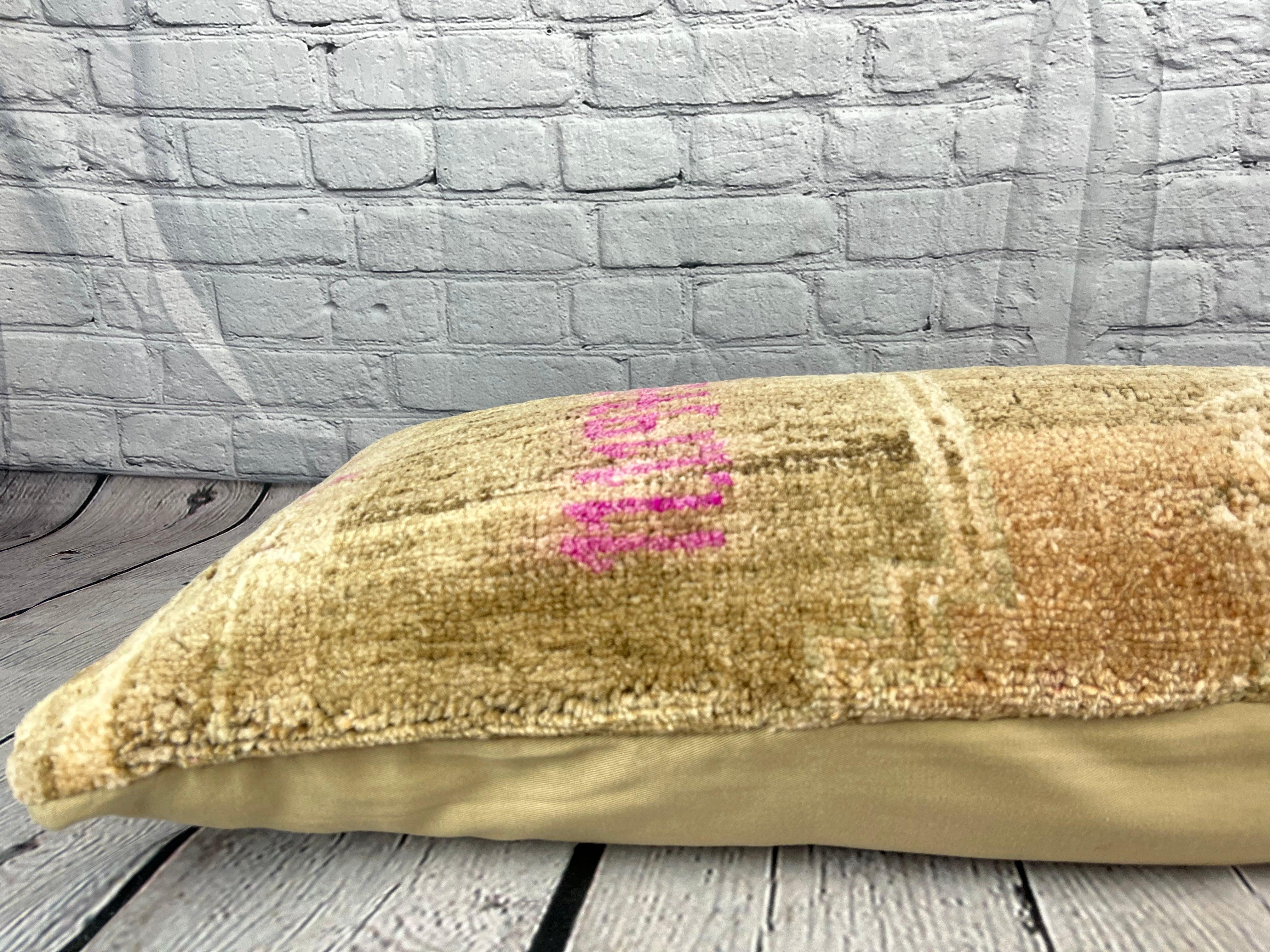 Annodato a mano 14 x 35 Cuscino per tappeto lombare Sultanate Bliss Cuscino turco Copricuscino #7816 in vendita