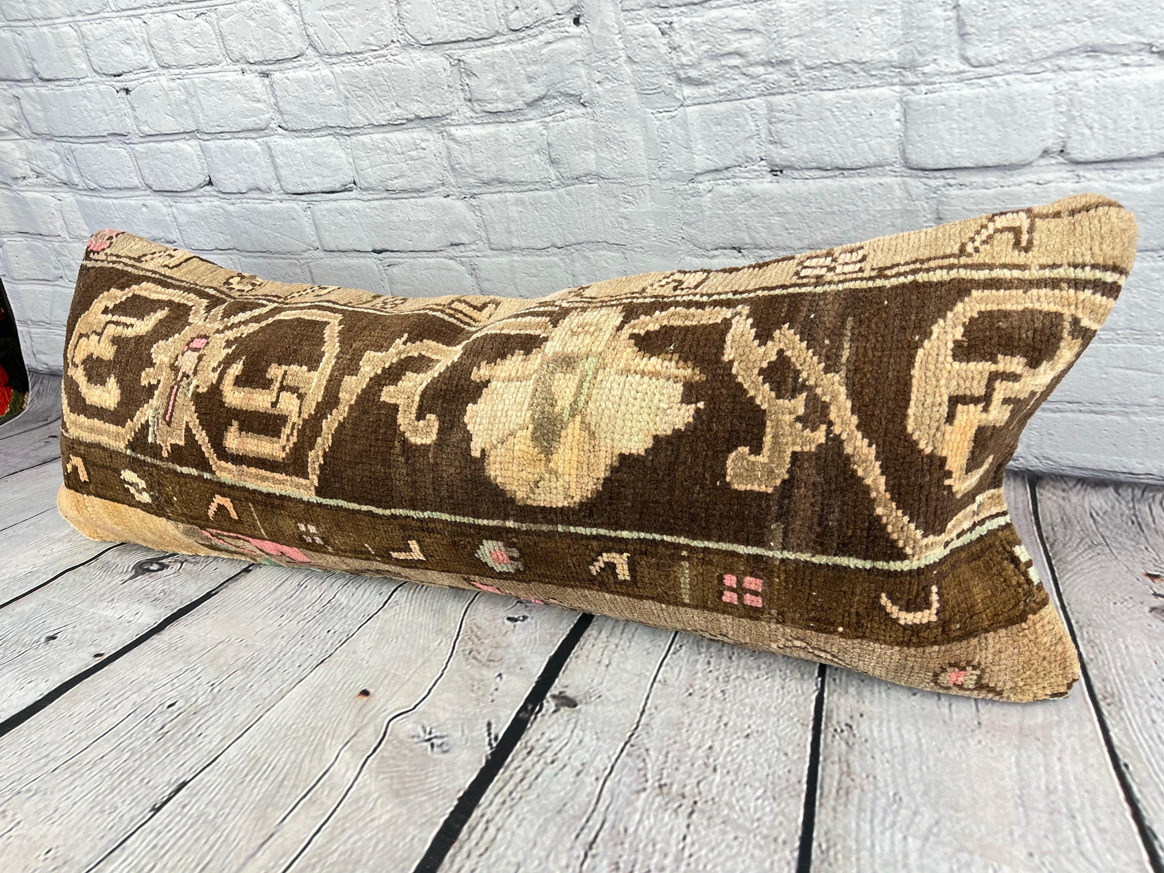 14 x 35 Lumbar Rug Pillow Tranquil Refuge Turkish Pillow Cushion Cover #7809 Enhance your home decor with our Lumbar Rug Pillow Turkish Rug Cushion. This exquisite pillow cover, meticulously handwoven, brings a touch of elegance and cultural