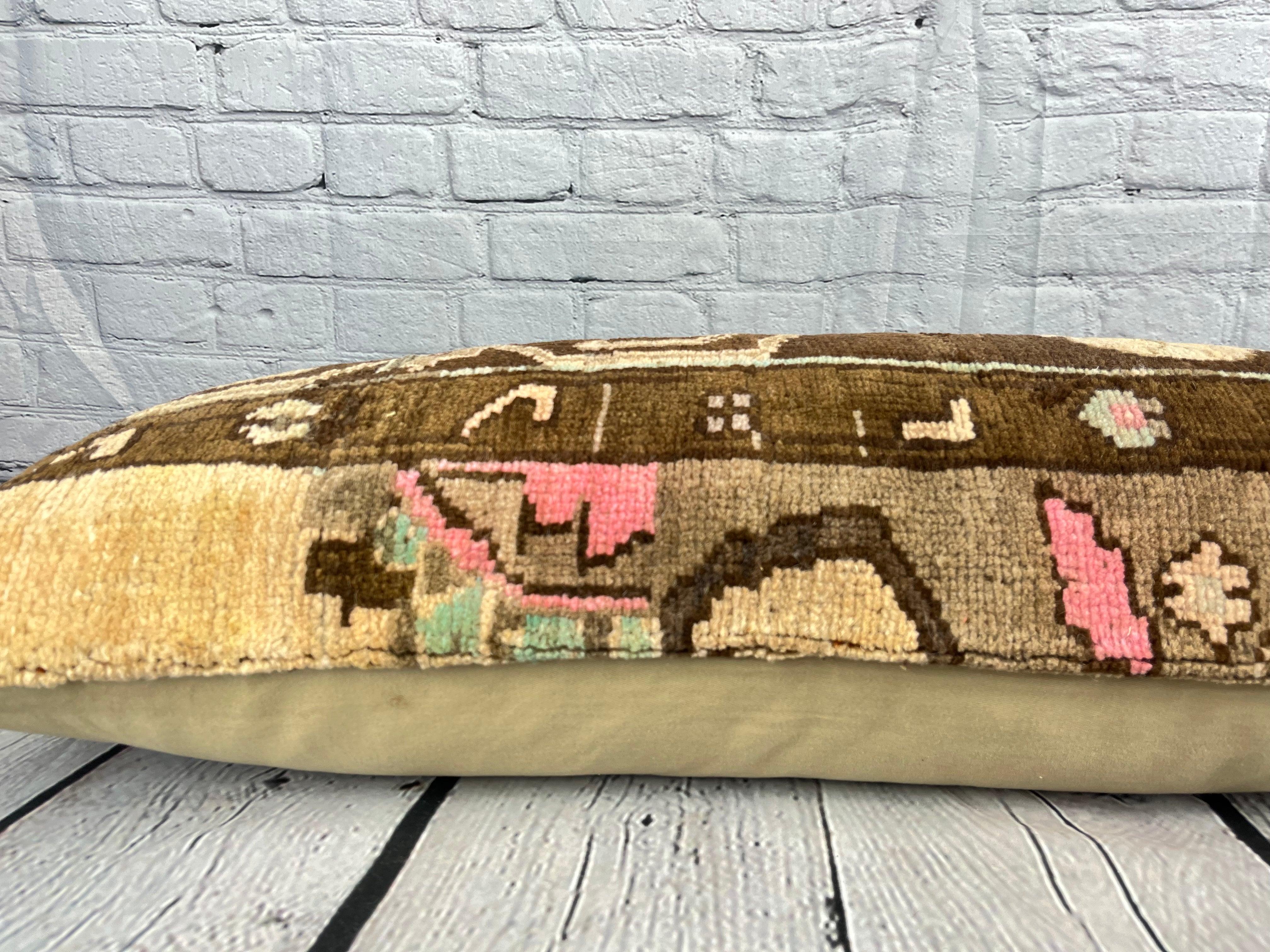 14 x 35 Lumbar Rug Pillow Tranquil Refuge Turkish Pillow Cushion Cover #7809 In New Condition For Sale In Houston, TX