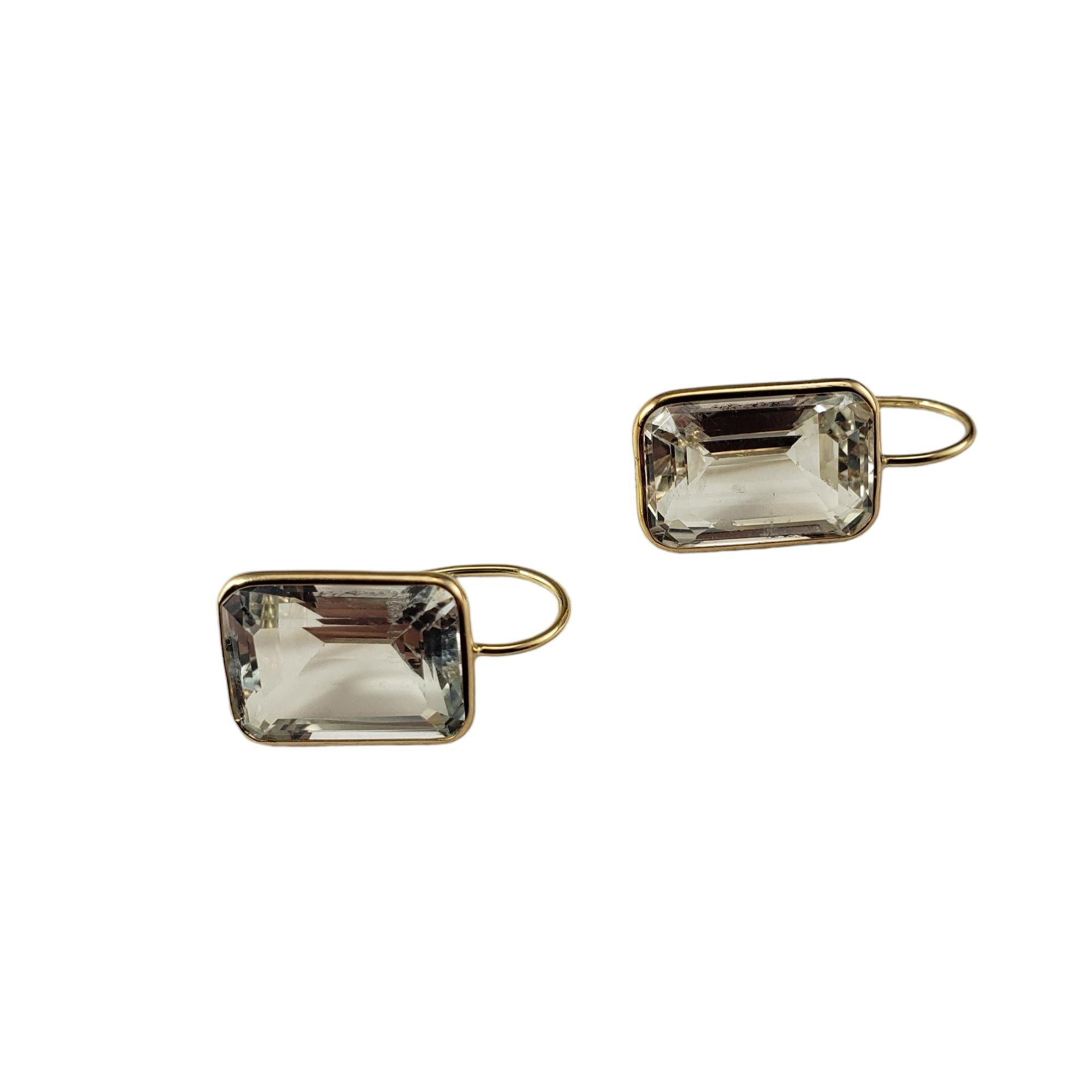 Emerald Cut 14 Yellow Gold and White Topaz Earrings  #17080 For Sale