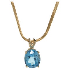 14 Yellow Gold Blue Topaz Necklace
