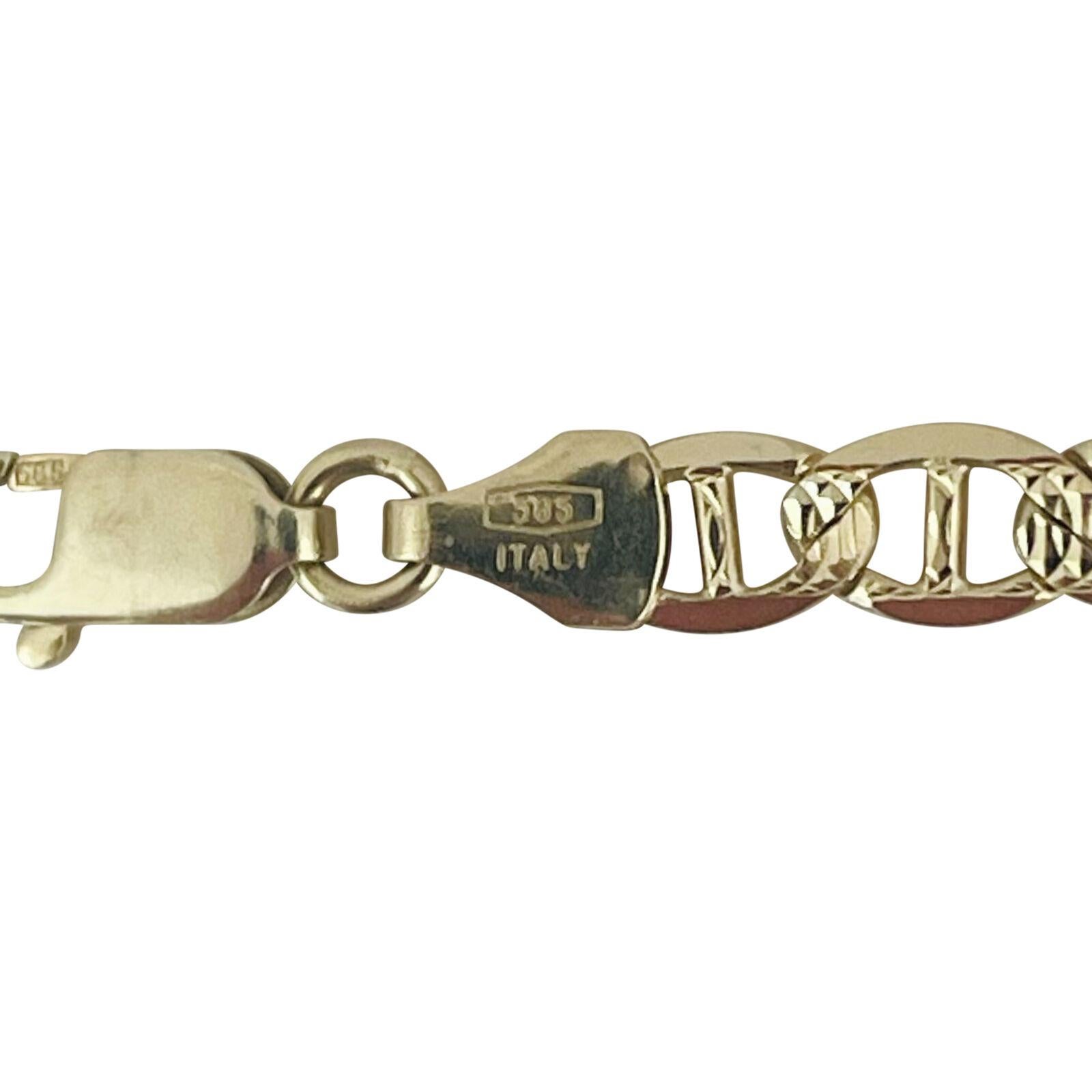 14 Yellow Gold Diamond Cut Mariner Gucci Link Chain Necklace Italy 2