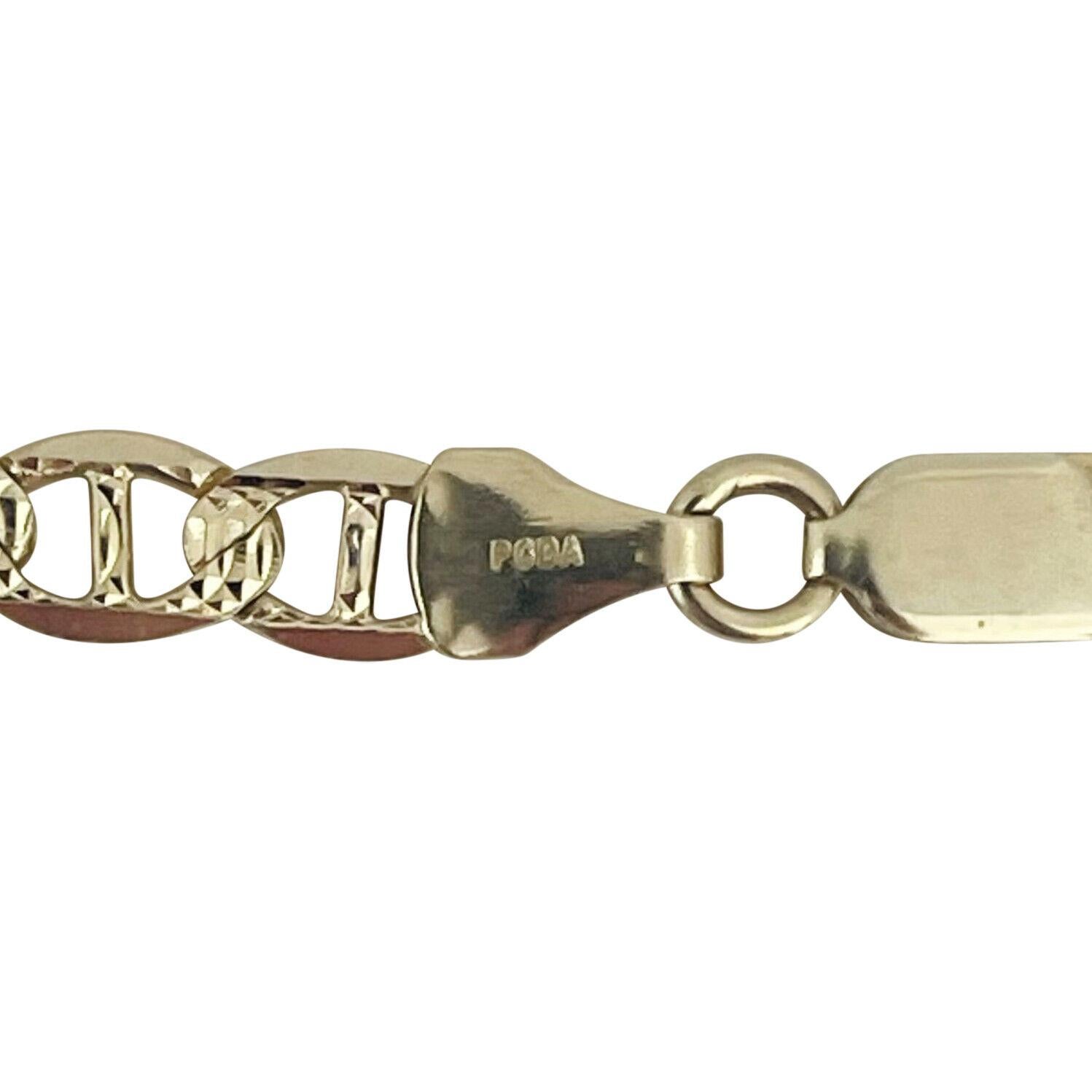 14 Yellow Gold Diamond Cut Mariner Gucci Link Chain Necklace Italy 3