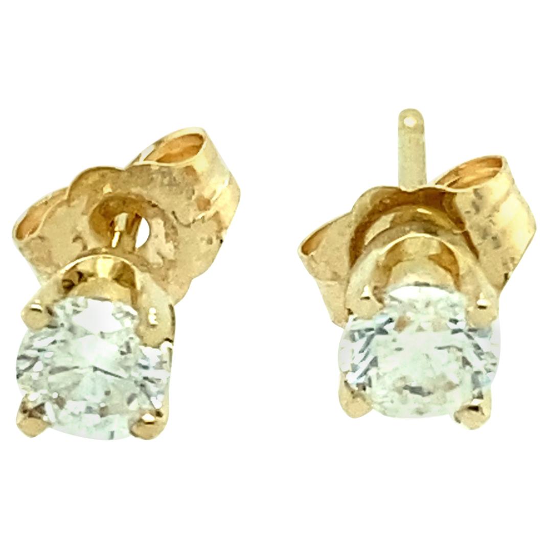 14 Yellow Gold Diamond Stud Earrings