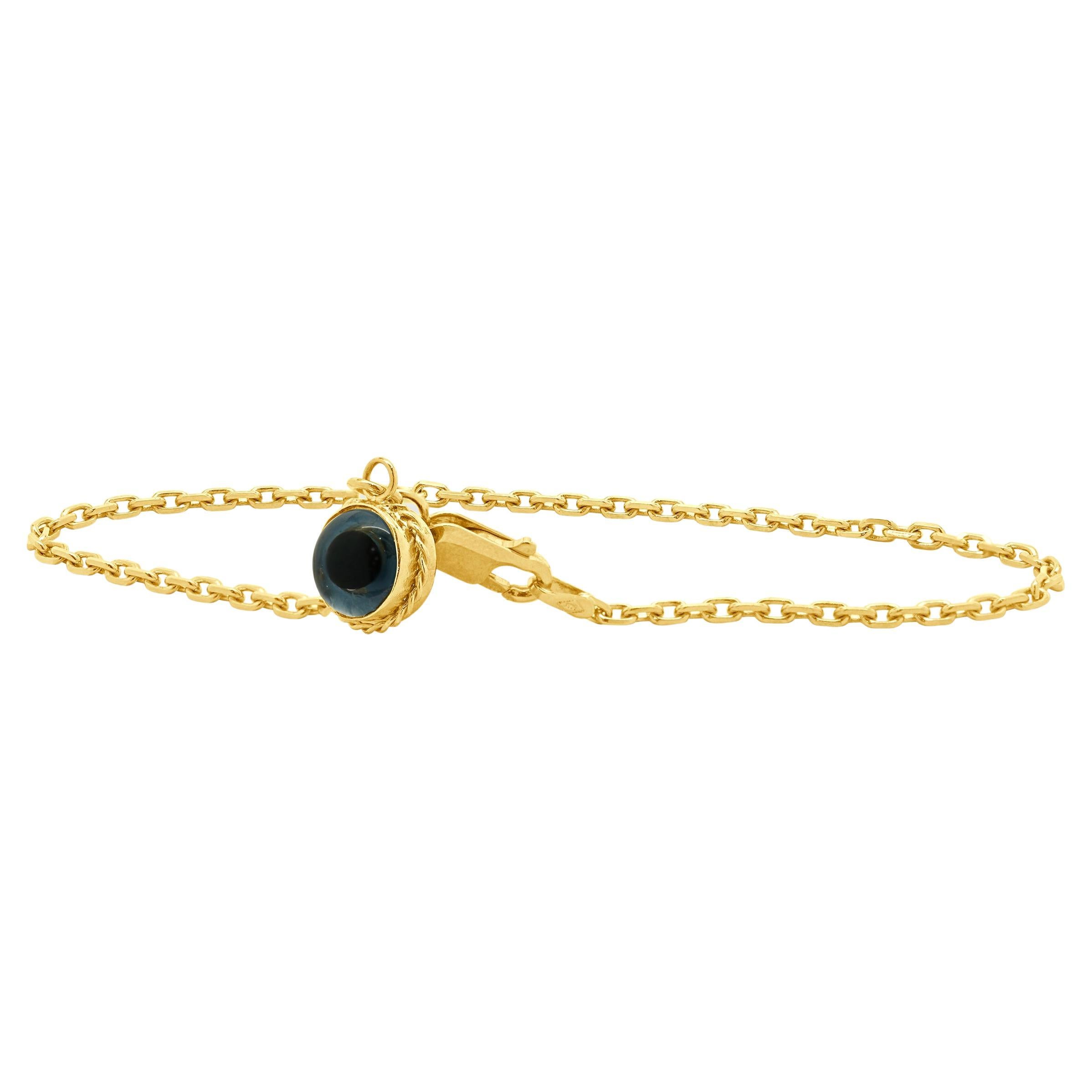 Bracelet goutte Evil Eye en or jaune 14 en vente