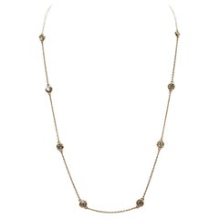 1.40 Carat 10 Station Diamond by the Yard Necklace 14 Karat Yellow Gold