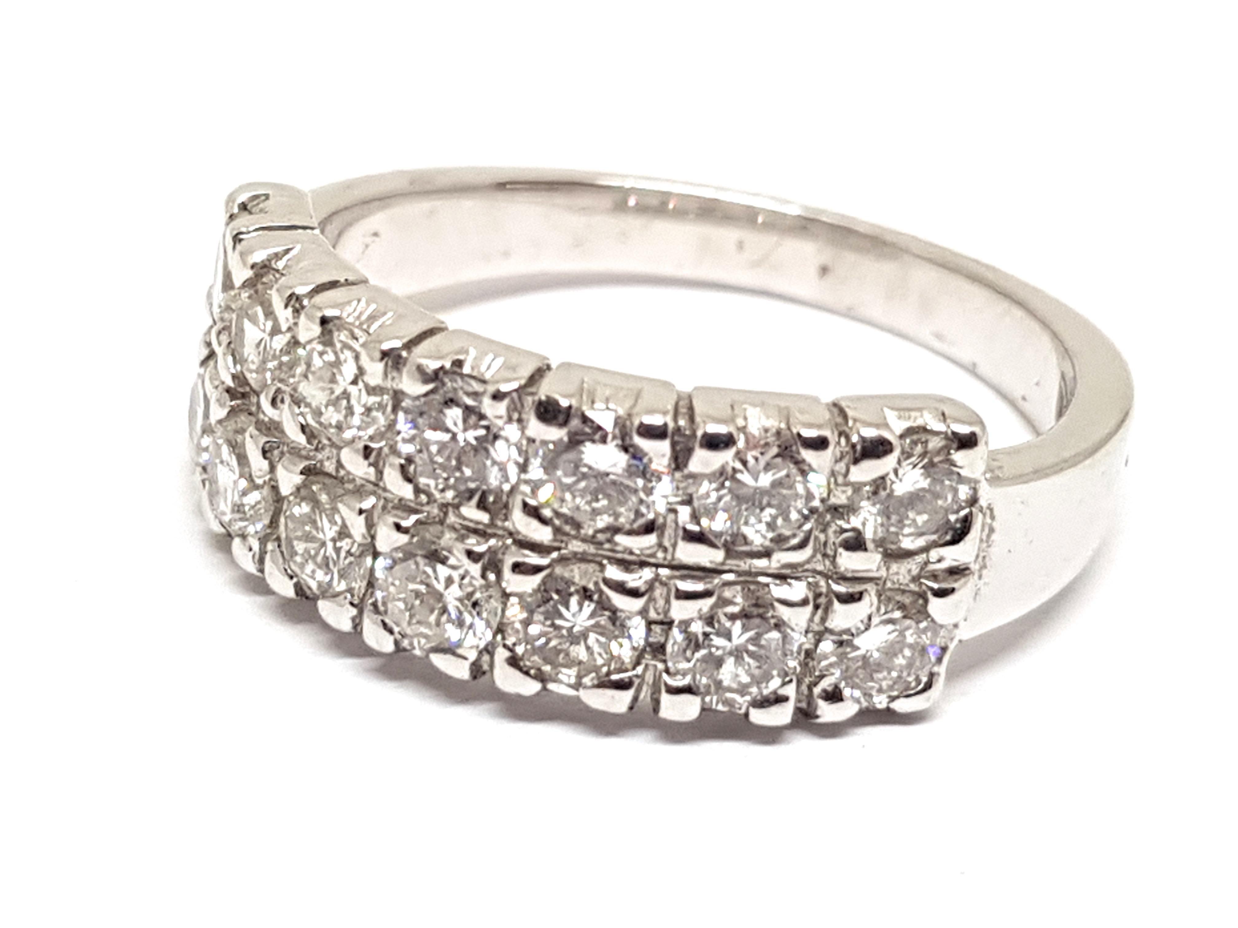 Women's 1.40 Carat 18 Karat White Gold Diamond Memory Ring