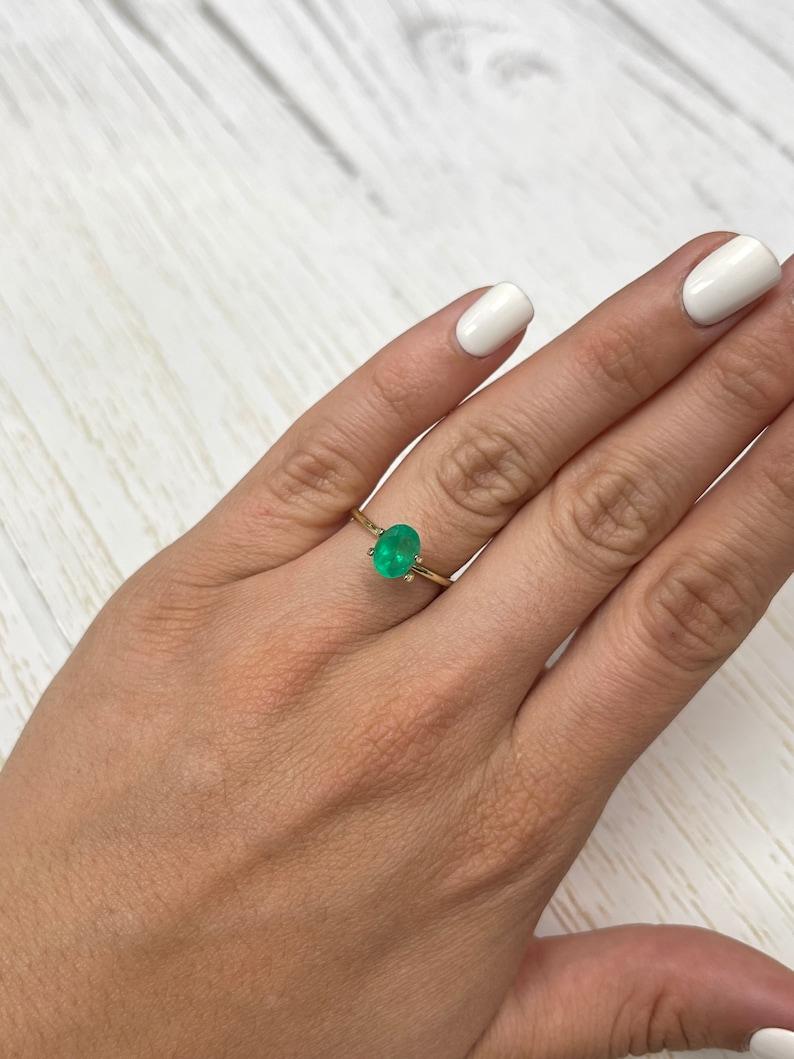 1.40 Carat Apple Green Colombian Emerald - Oval Cut May Birthstone Gem For Sale 1