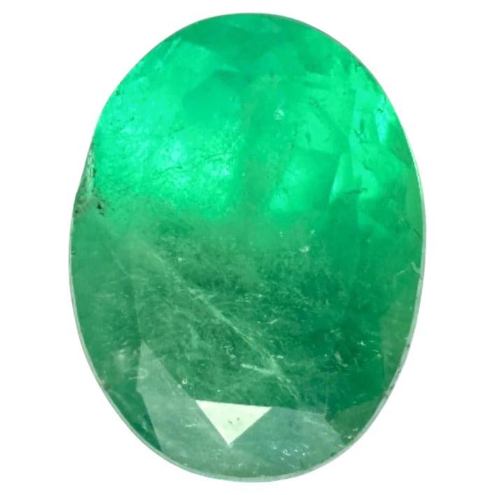 1.40 Carat Apple Green Colombian Emerald - Oval Cut  May Birthstone Gem