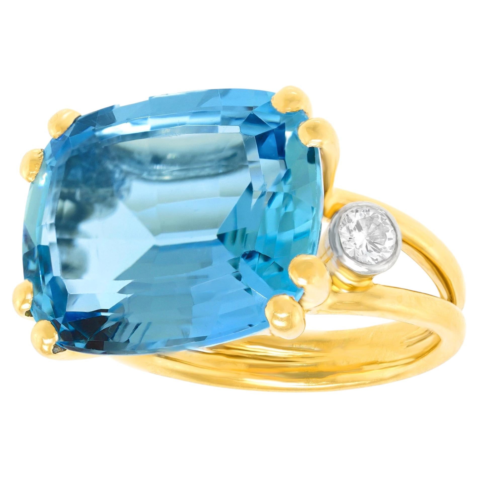 14.0 Carat Aquamarine and Diamond Ring by Burch