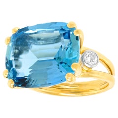 14.0 Carat Aquamarine and Diamond Ring by Burch
