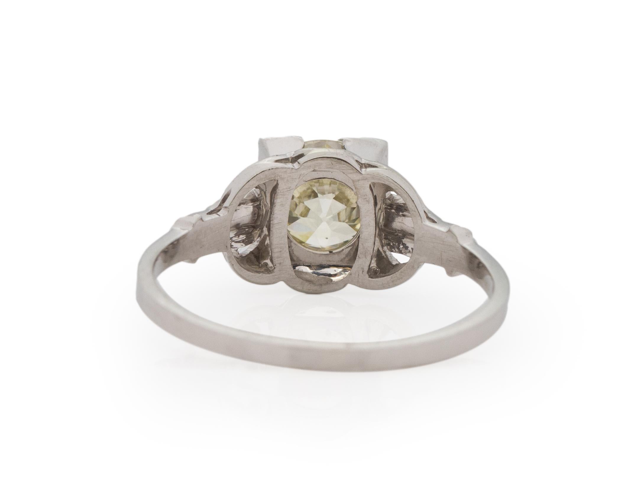 Old European Cut 1.40 Carat Art Deco Diamond 18 Karat White Gold Engagement Ring For Sale