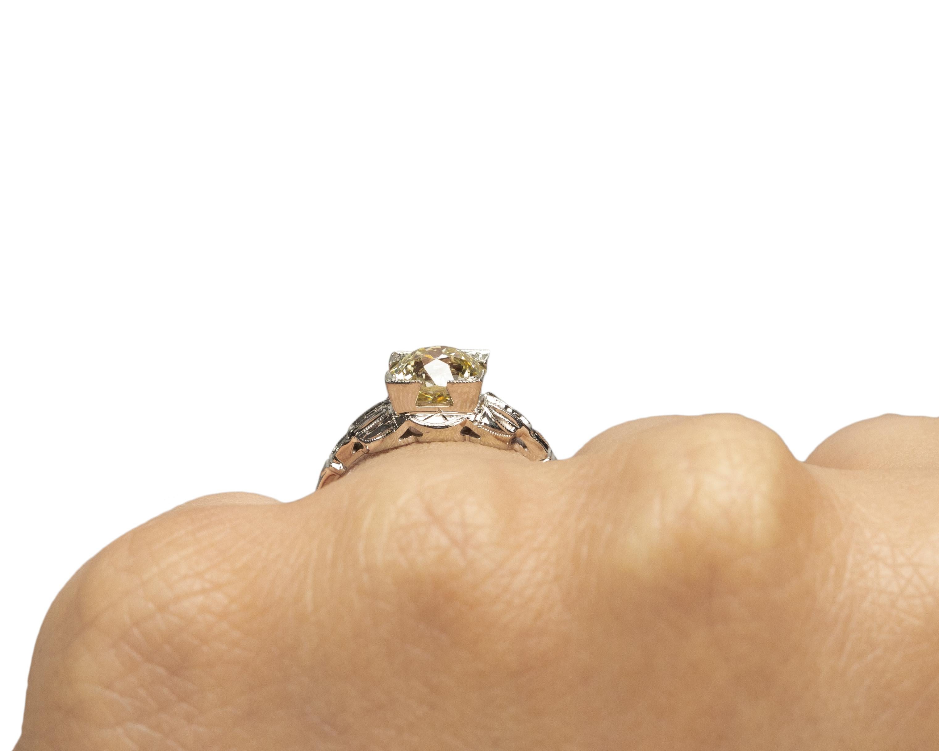 Women's 1.40 Carat Art Deco Diamond 18 Karat White Gold Engagement Ring For Sale