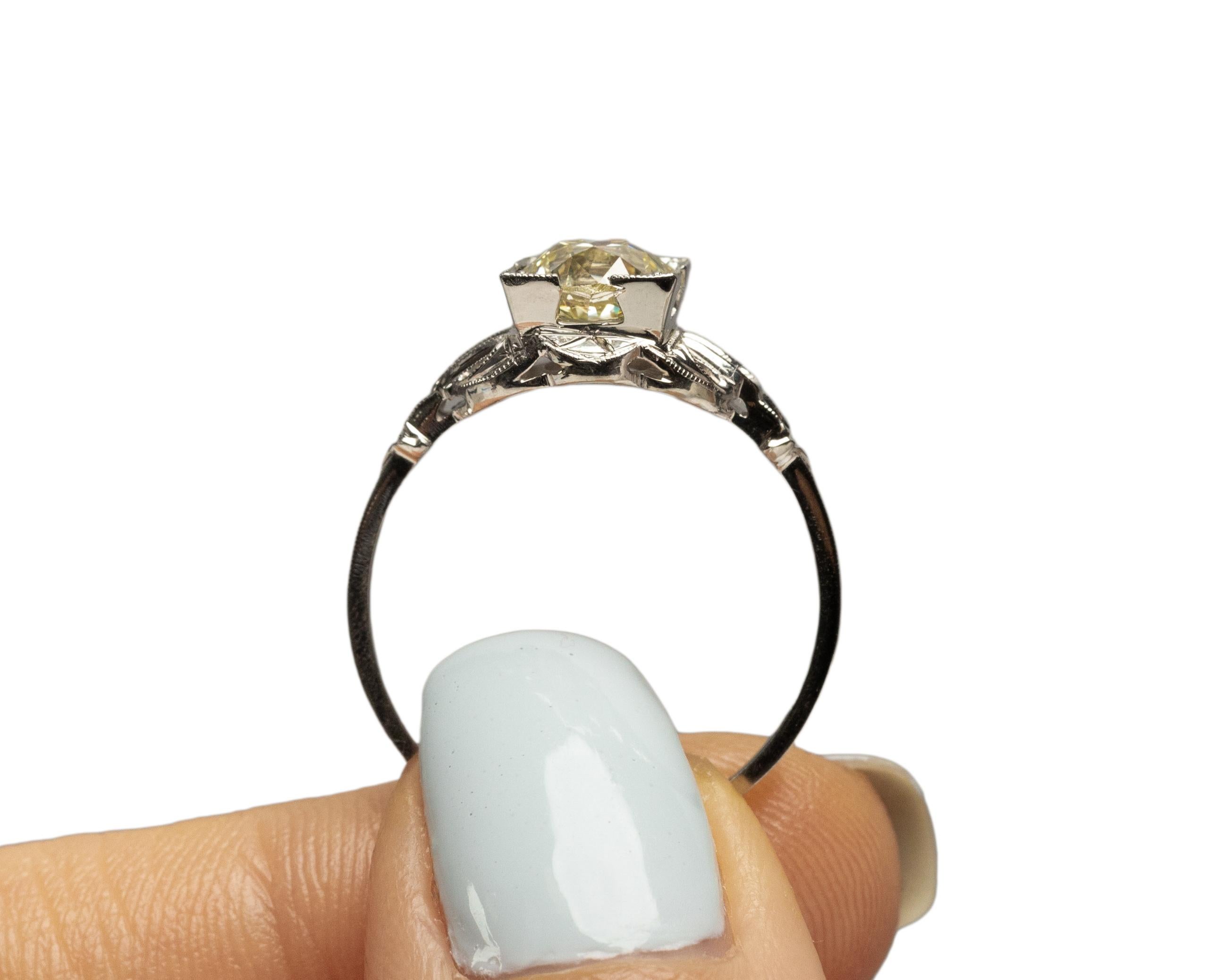 1.40 Carat Art Deco Diamond 18 Karat White Gold Engagement Ring For Sale 2